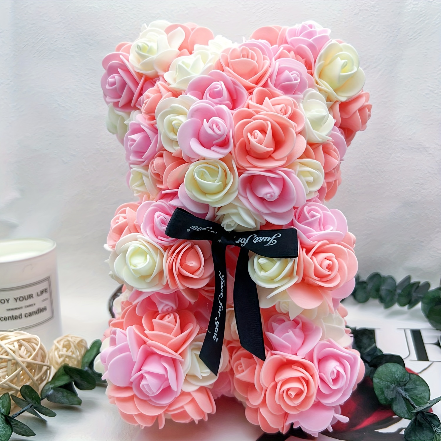Rose Teddy Bear Flower Candle