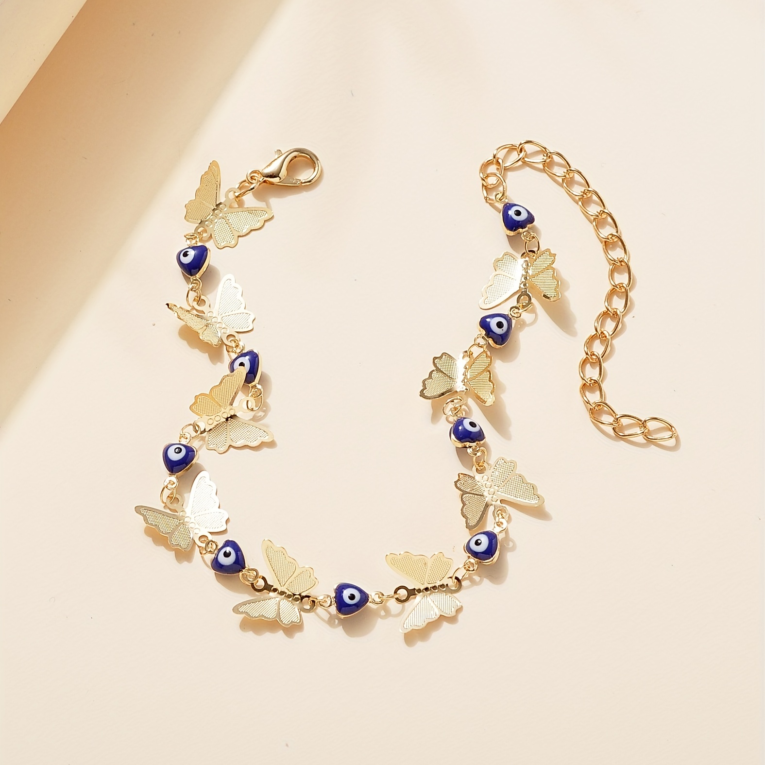 Butterfly and Devil's Eye Copper Chain Anklet