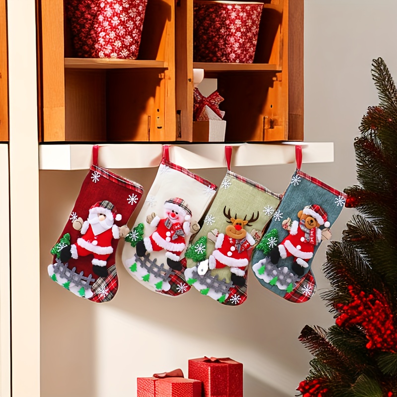 10pcs Navidad Christmas Ziplock Packaging Bags Santa Claus Elk X-Mas Child  Gifts Sugar Socks Party Snack Storage Hanging Pouches