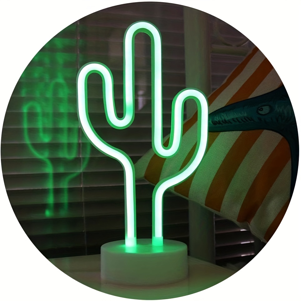 

Amevrgths 1pc Green Cactus Neon Sign, Led Cactus Neon Night Light With Base, Room Decoration, Battery/usb Operated Fairy Palm Light, For Birthdays, Parties, Camping, Bars, Wedding