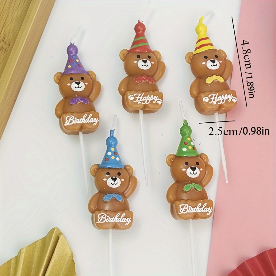  Bear Birthday Candles, Cute Bear with Birthday Hat Candles,  Cartoon Bear Candles for Birthday Cake Decoration Bear Theme Party Supplies  Kids Baby Shower Party Wedding Candle Party Supplies : Home 