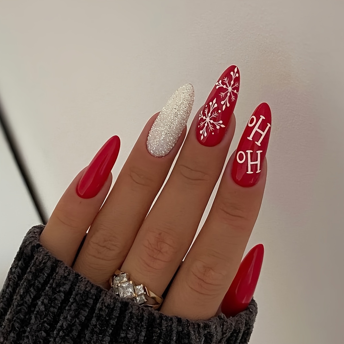 LADY IN RED Red Sugar Glitter Press on Nails 