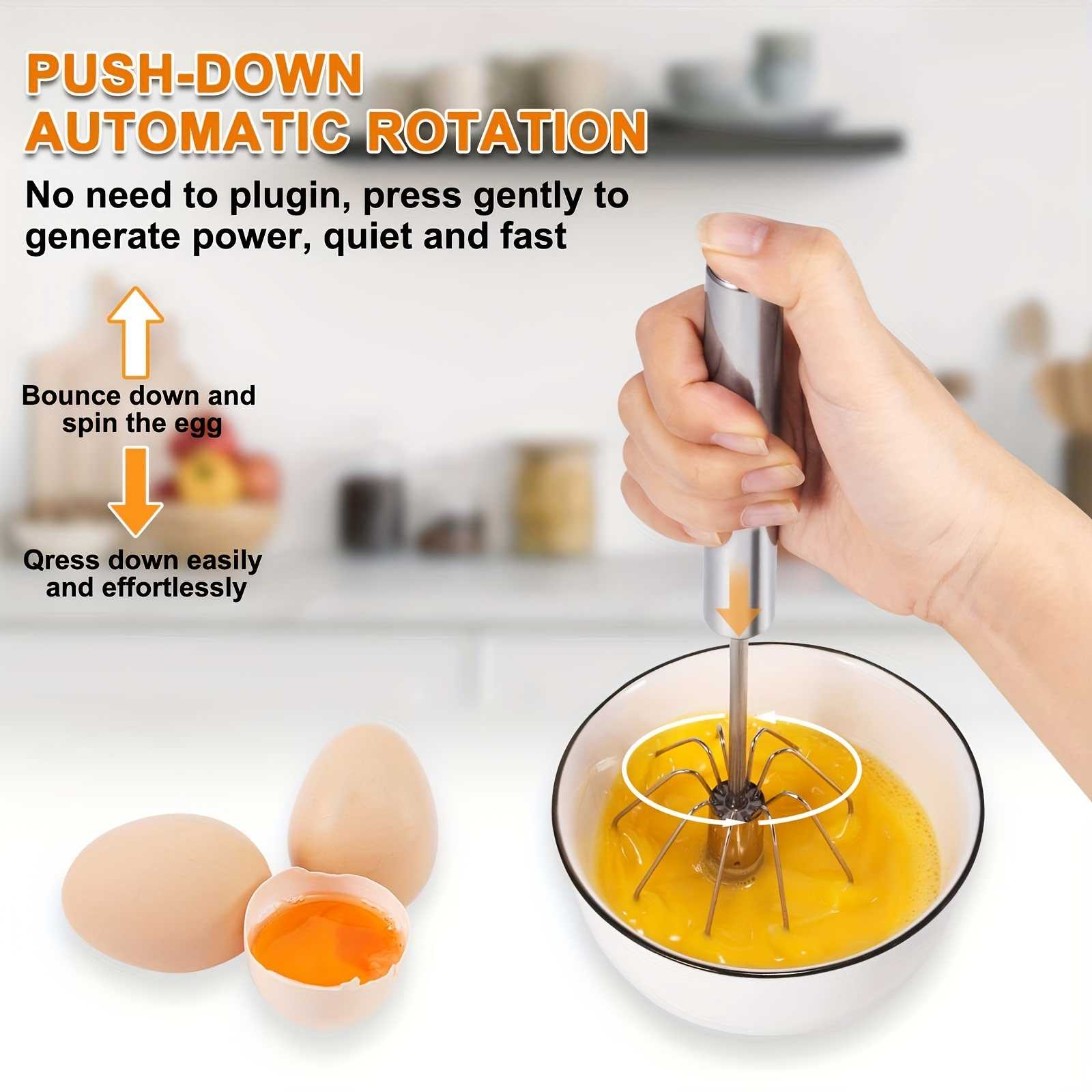 Metal Home Restaurant Milk Egg Handheld Rotary Beater Whisk