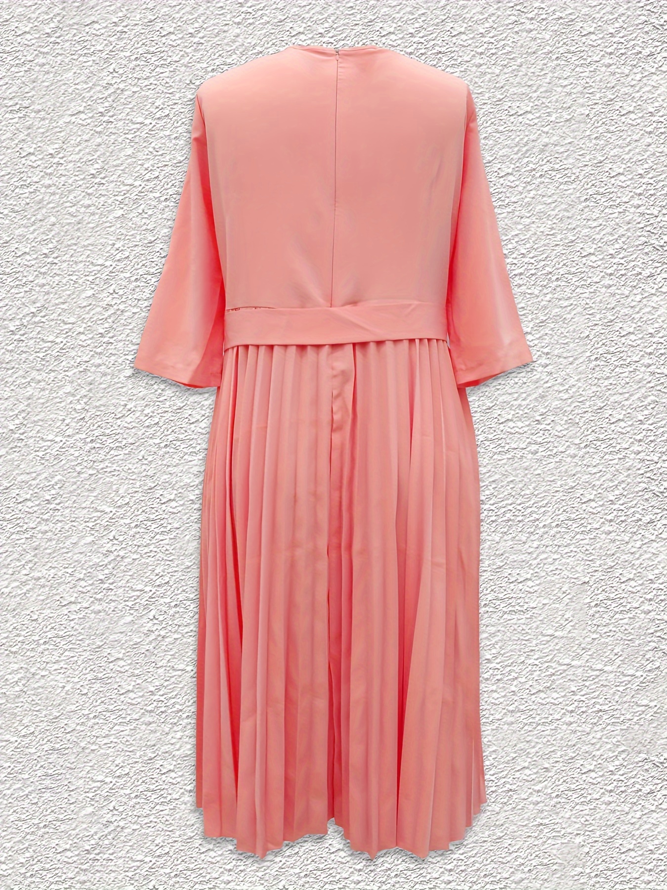 elegant plus size v neck midi dress half sleeves pleated tie Temu