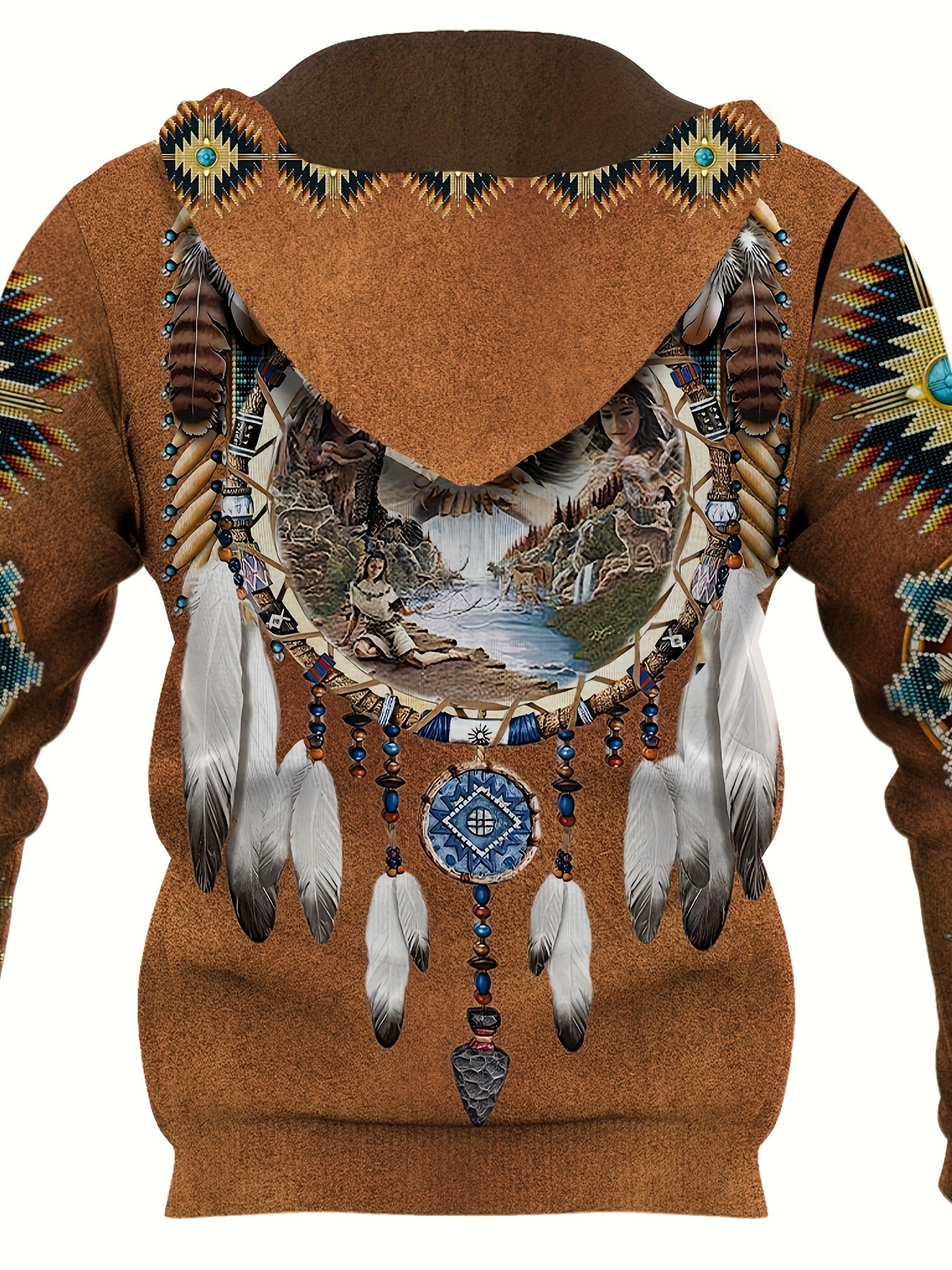 ethnic style dreamcatcher pattern print hoodies for men graphic hoodie comfy loose trendy hooded pullover mens clothing for autumn winter details 6
