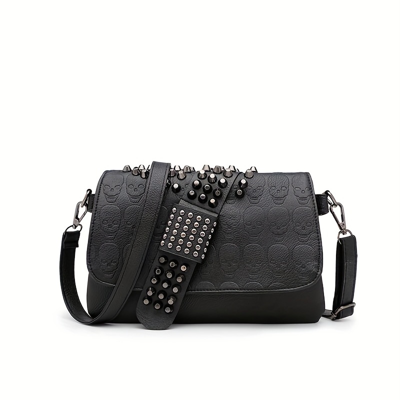 Niche Skull Pattern Messenger Bag, Flap Shoulder Bag For Halloween, Trendy Gothic  Bag - Temu