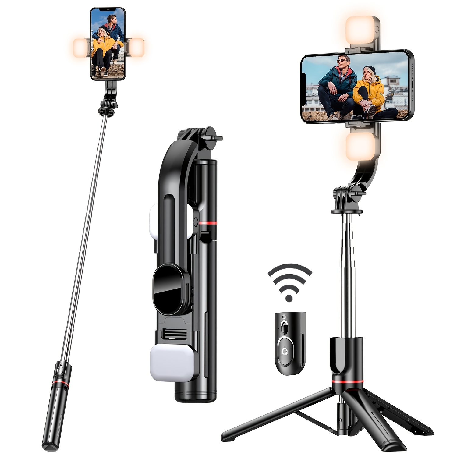 60 teléfono celular Selfie Stick trípode, teléfono inteligente trípode  soporte todo en uno con remoto inalámbrico integrado alto trípode de  teléfono extensible para 4 ''-7