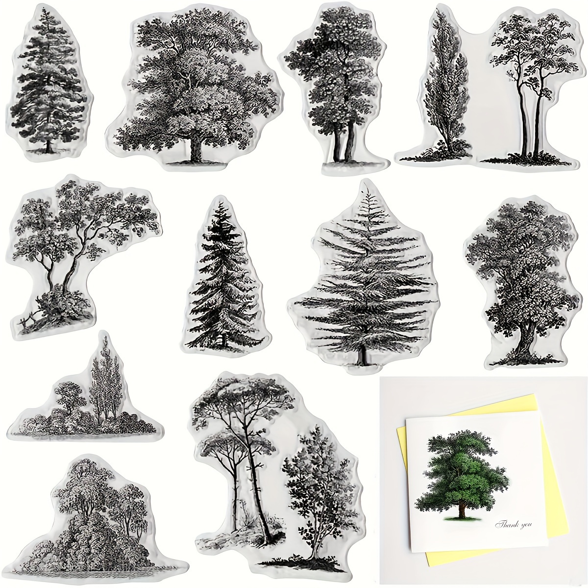 Estivaux Summer Tree Background Clear Stamps for Card Making and