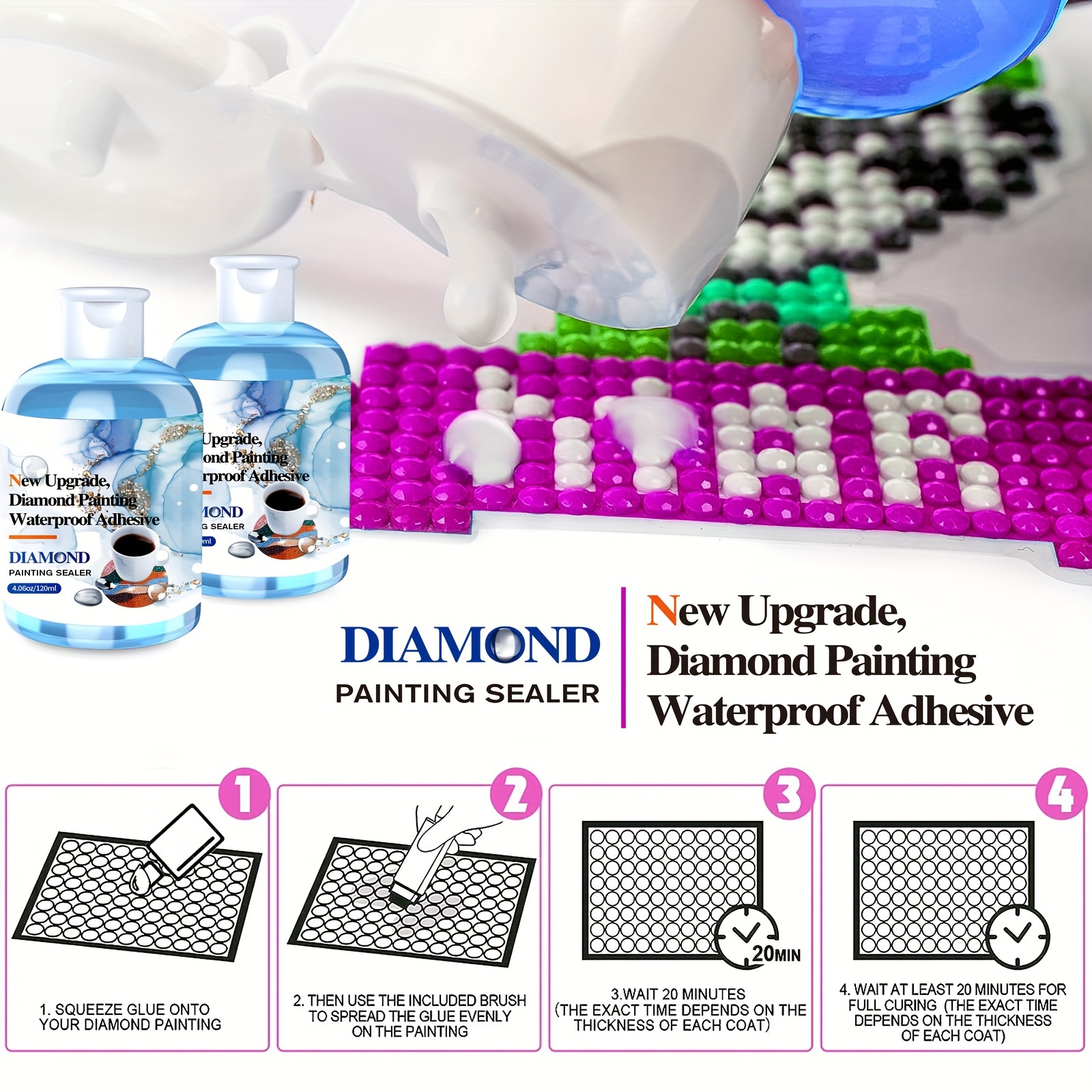 Puzzle Glue Clear With New Sponge Head 5d Artificial Diamond - Temu
