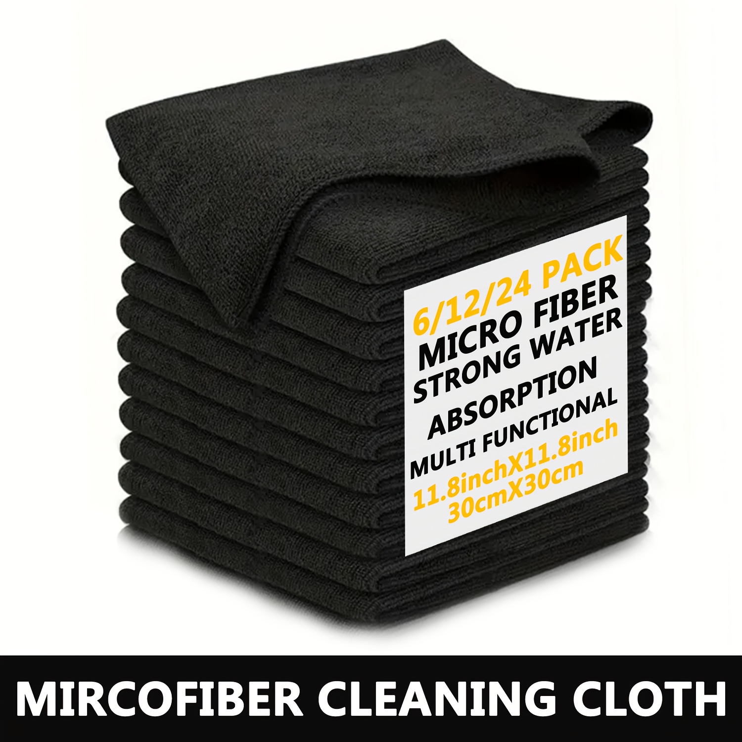 Chiffon microfibre doux 40 x 40 cm noir (5 pièces)