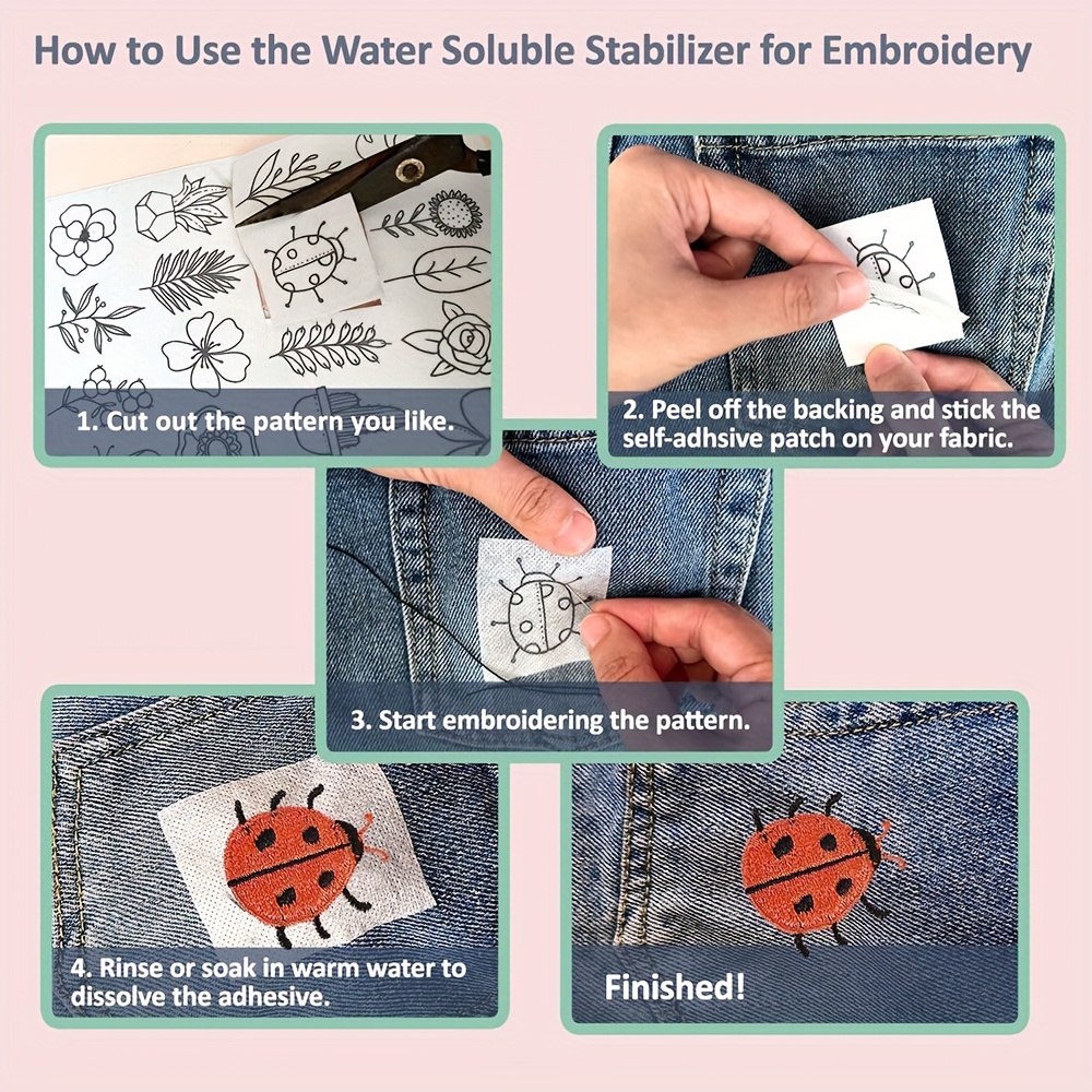 Stick N Stitch Self Adhesive Wash Away Stabilizer Twelve sheets of