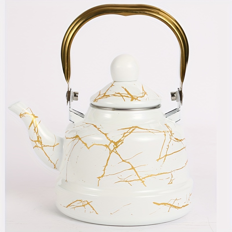 Aftermarket Worry-free Enamel Hot Water Kettle Household Enamel Geometric  Print - Temu, tea kettle induction 