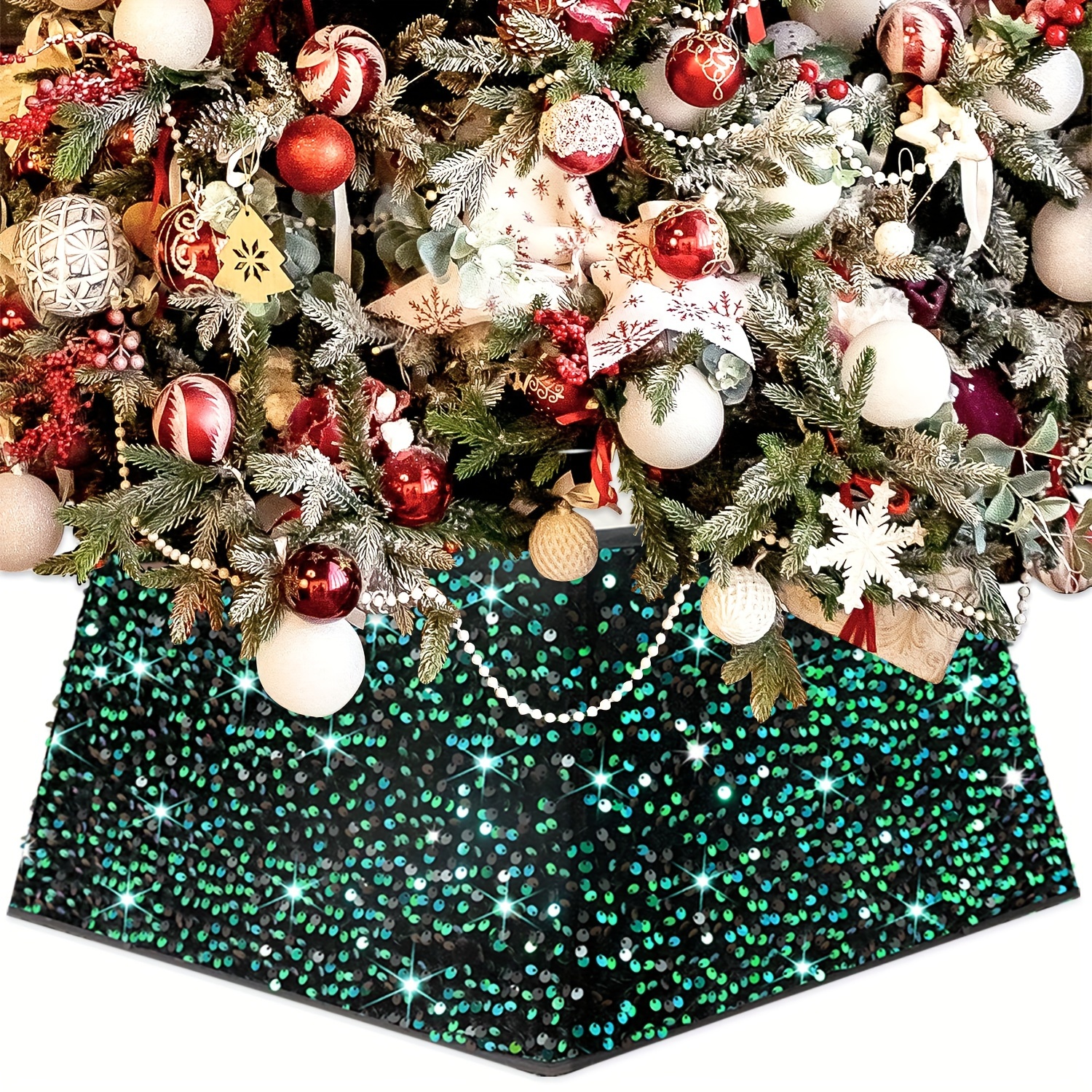 Sparkling Sequin Christmas Tree Collar,green And Black Christmas
