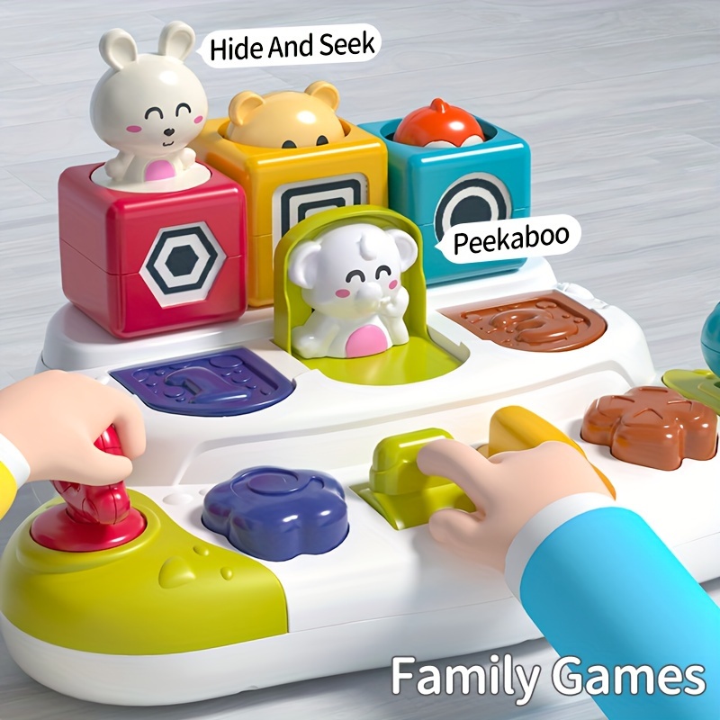 Interactive Pop Up Animals Toy Peekaboo Switch Button Box Treasure Surprise  Box Hide Seek Game Baby Early Education Puzzle Game