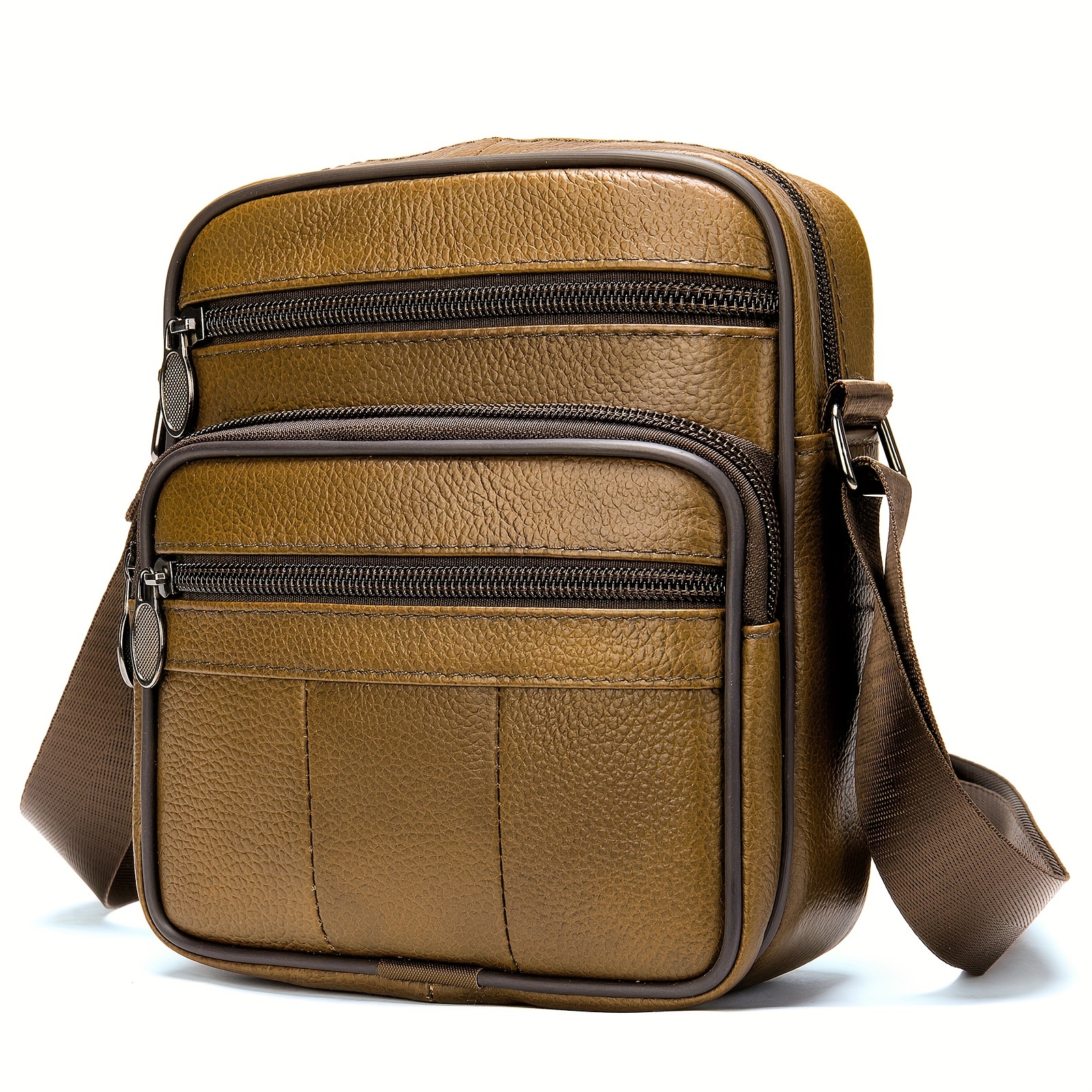 Herren Umhängetasche Aus Echtleder - Vintage Messenger Bag, Ca. 24x27 Cm, Verstellbarer Gurt