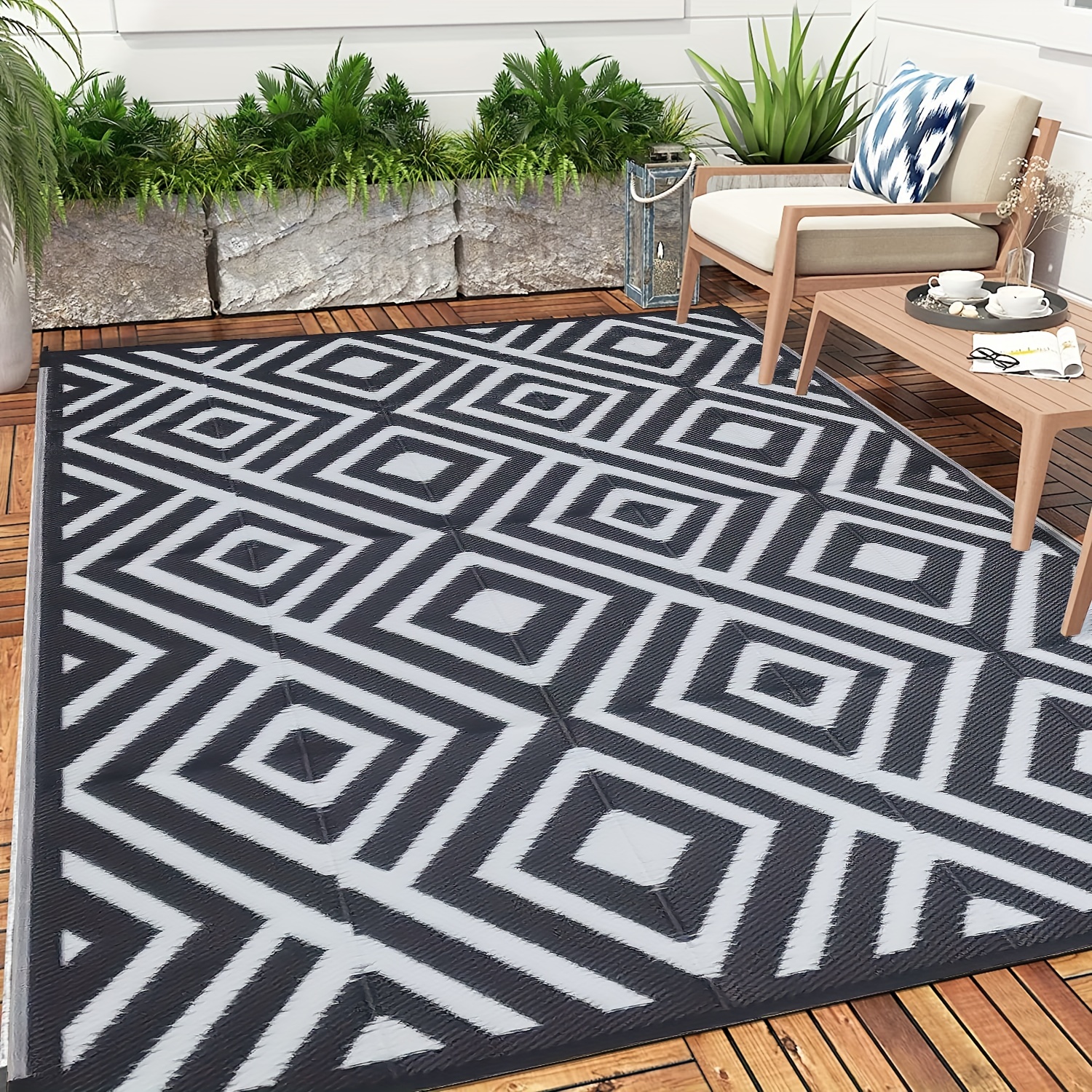 Outdoor Rug, Outdoor Rugs 9x12 for Patios Clearance, Large Waterproof  Outdoor Area Rug, Reversible Portable Outdoor Plastic Straw Carpet for RV  Deck