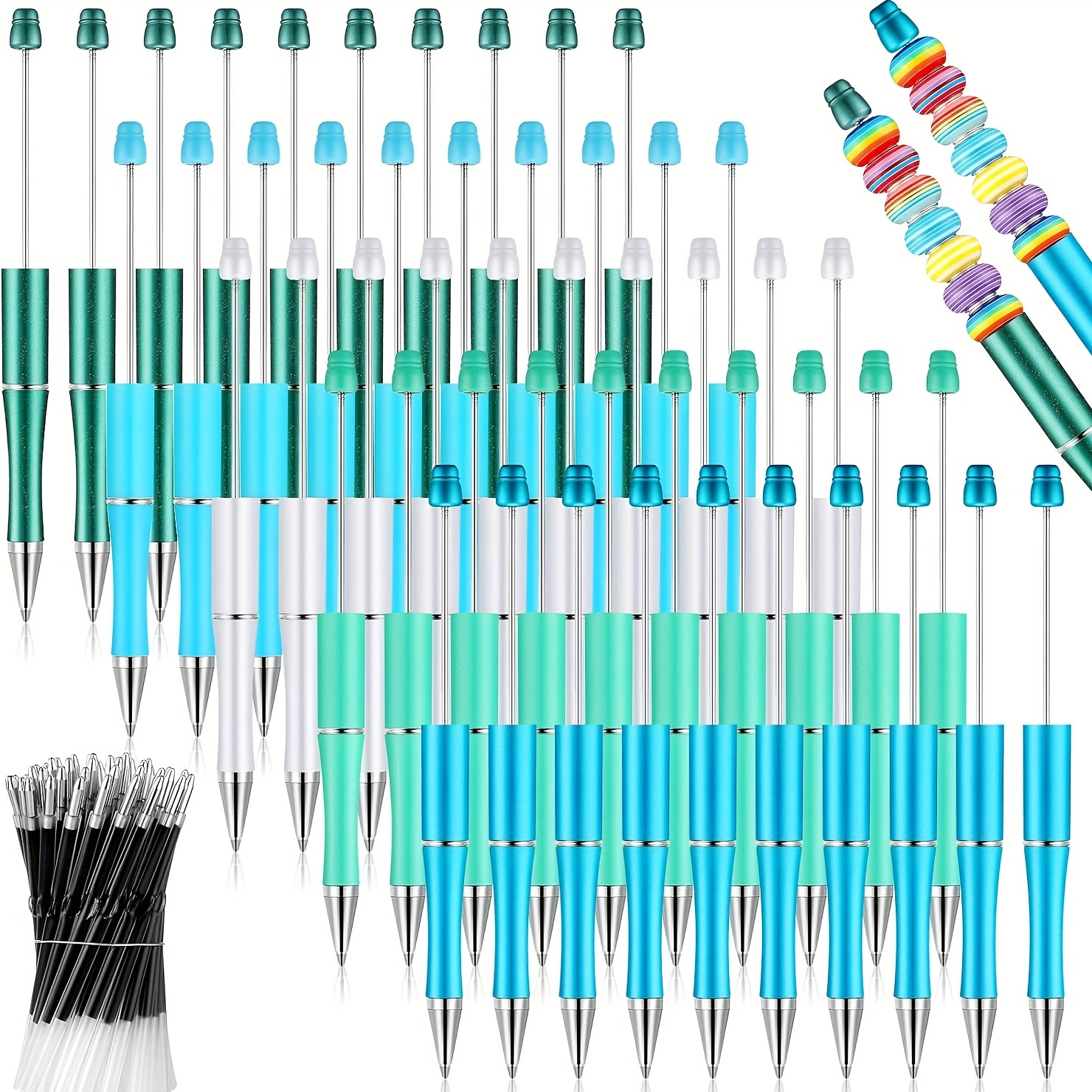 10 Pieces Plastic Beadable Pen Bulk Bead Ballpoint Pen Shaft Black