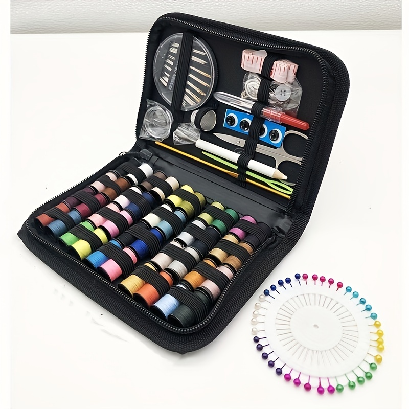 Coquimbo Sewing Kit for Traveler, Adults, Beginner, Emergency, DIY Sewing  Supplies Organizer Filled with Scissors, Thimble, Thread, Sewing Needles,  Tape Measure etc (Black, S) Black
