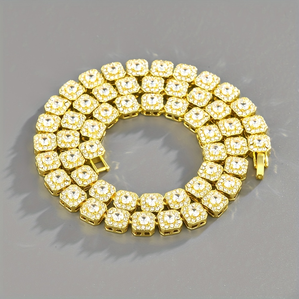 Square Tennis Chains Micro Pave Rhinestone Necklace