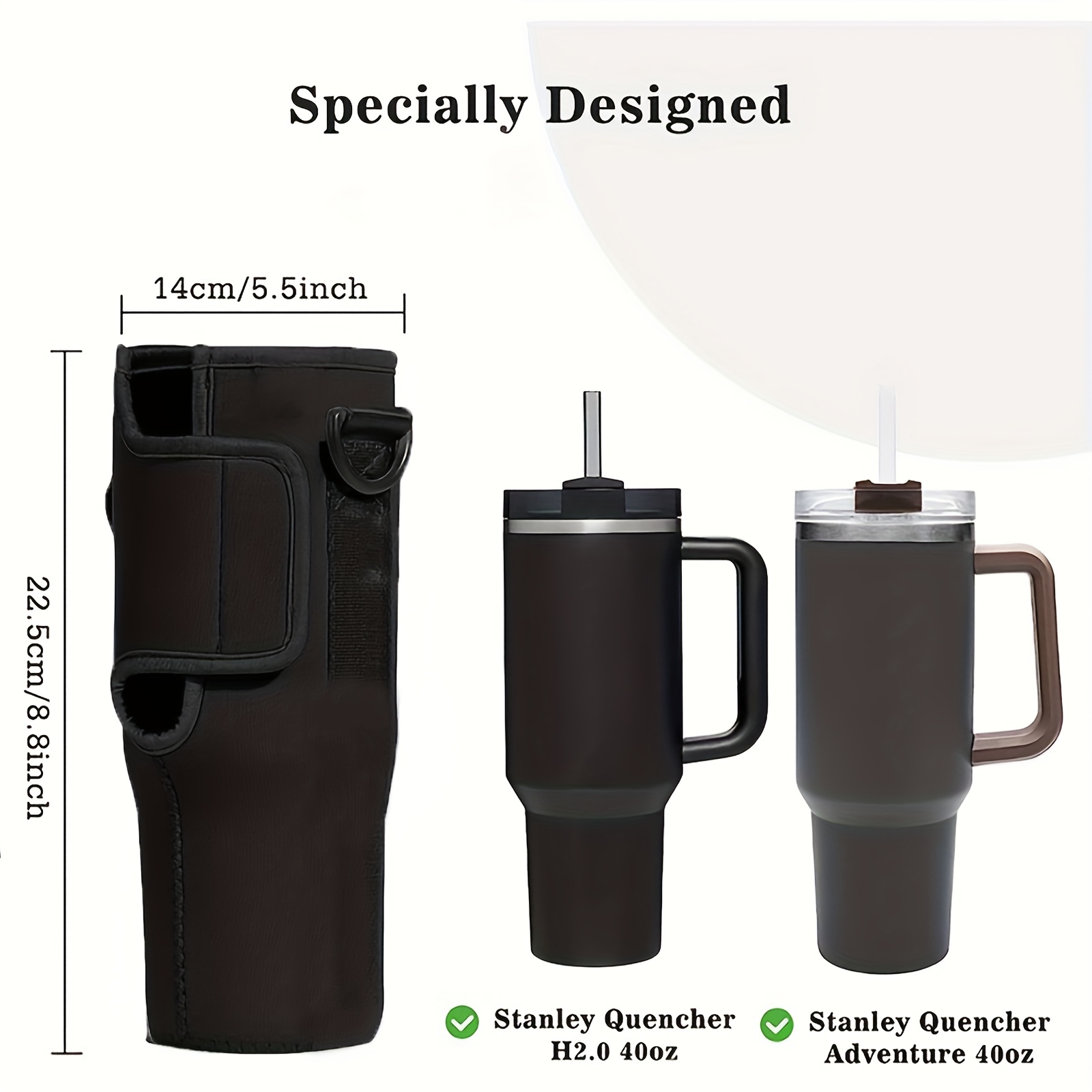 Water Bottle Holder With Strap Pouch And Handle, Fits Stanley