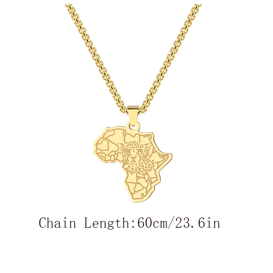 African Map Tiger Men Charm Necklace