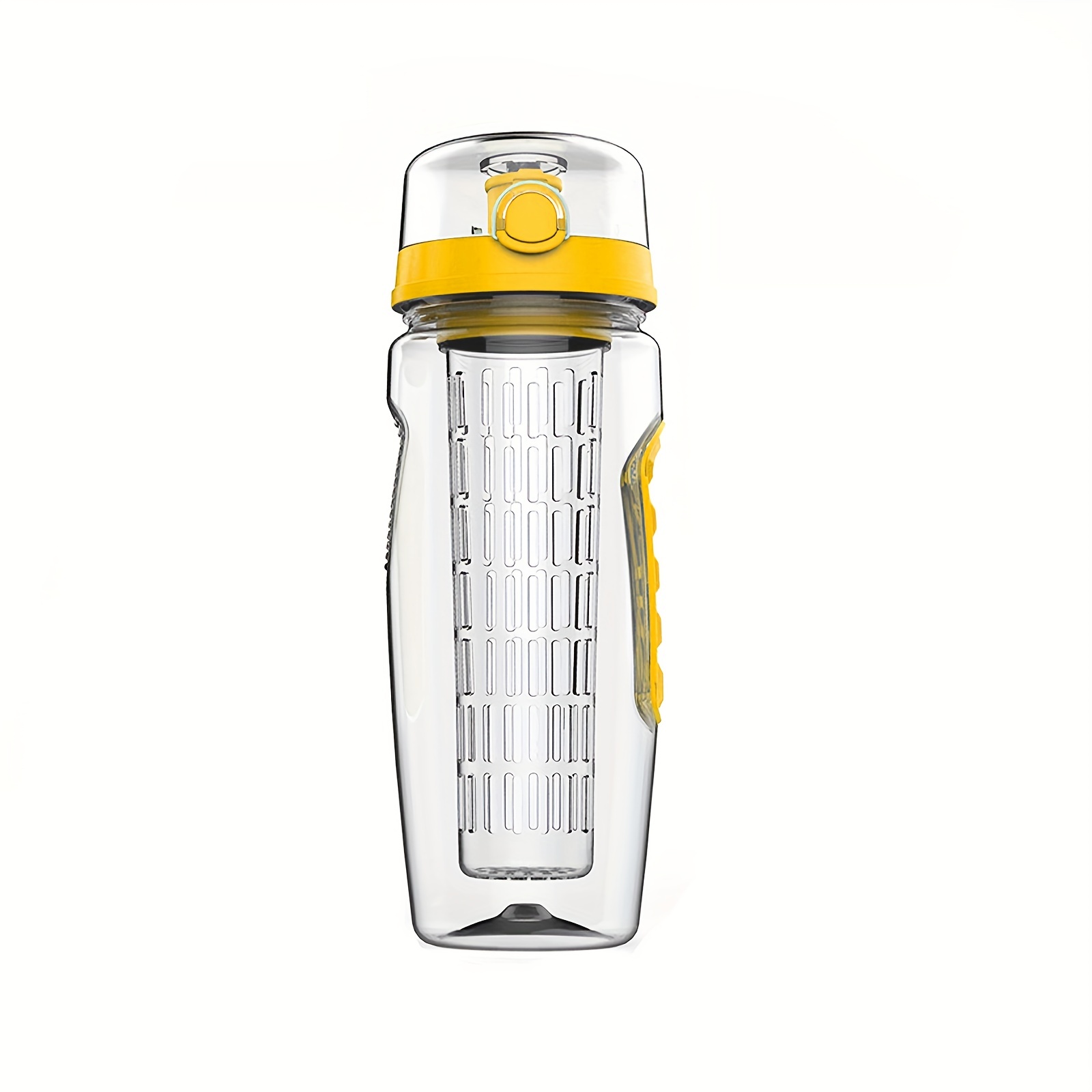 Fruit Infuser Water Bottle with Lid, Round Tritan Tumbler with Flavor Cartridge, BPA-Free Fruit Infusion Cup with Silicone Sleeve, Flavor Infuser