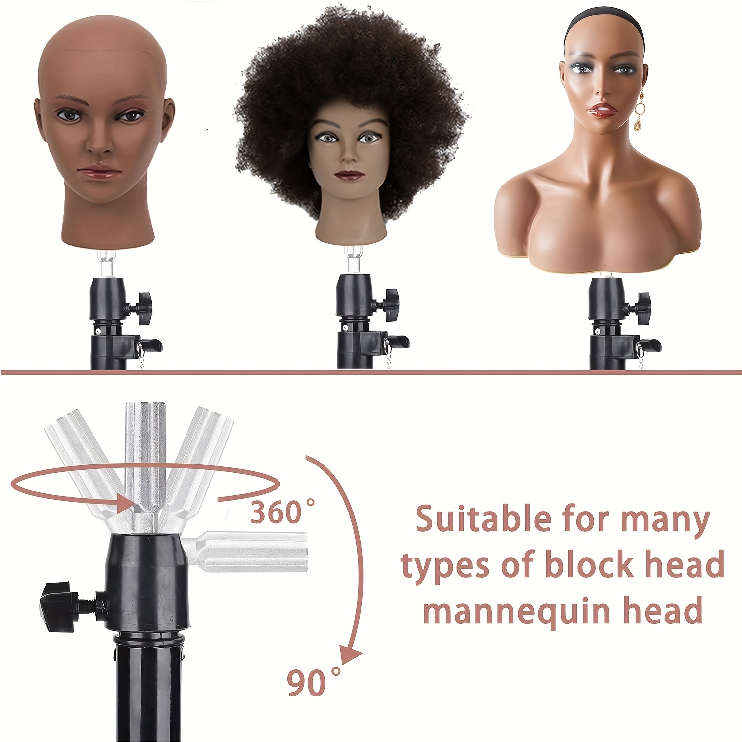 Mannequin Manikin Head Tripod Adjustable Wig Tripod Stand Holder For Wigs  Heads Hairdressing Training Head Wig Making Tools