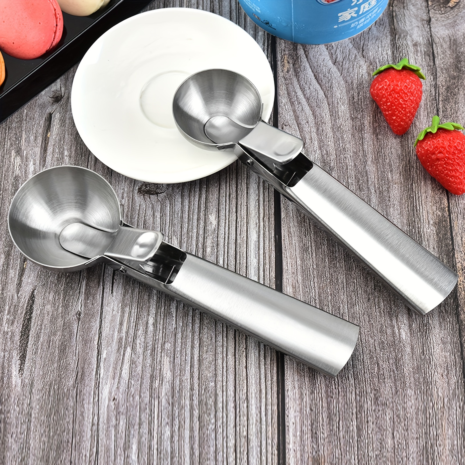 Ice Cream Scoop Stainless Steel With Easy Trigger Cookie Watermelon Dough  Spoon