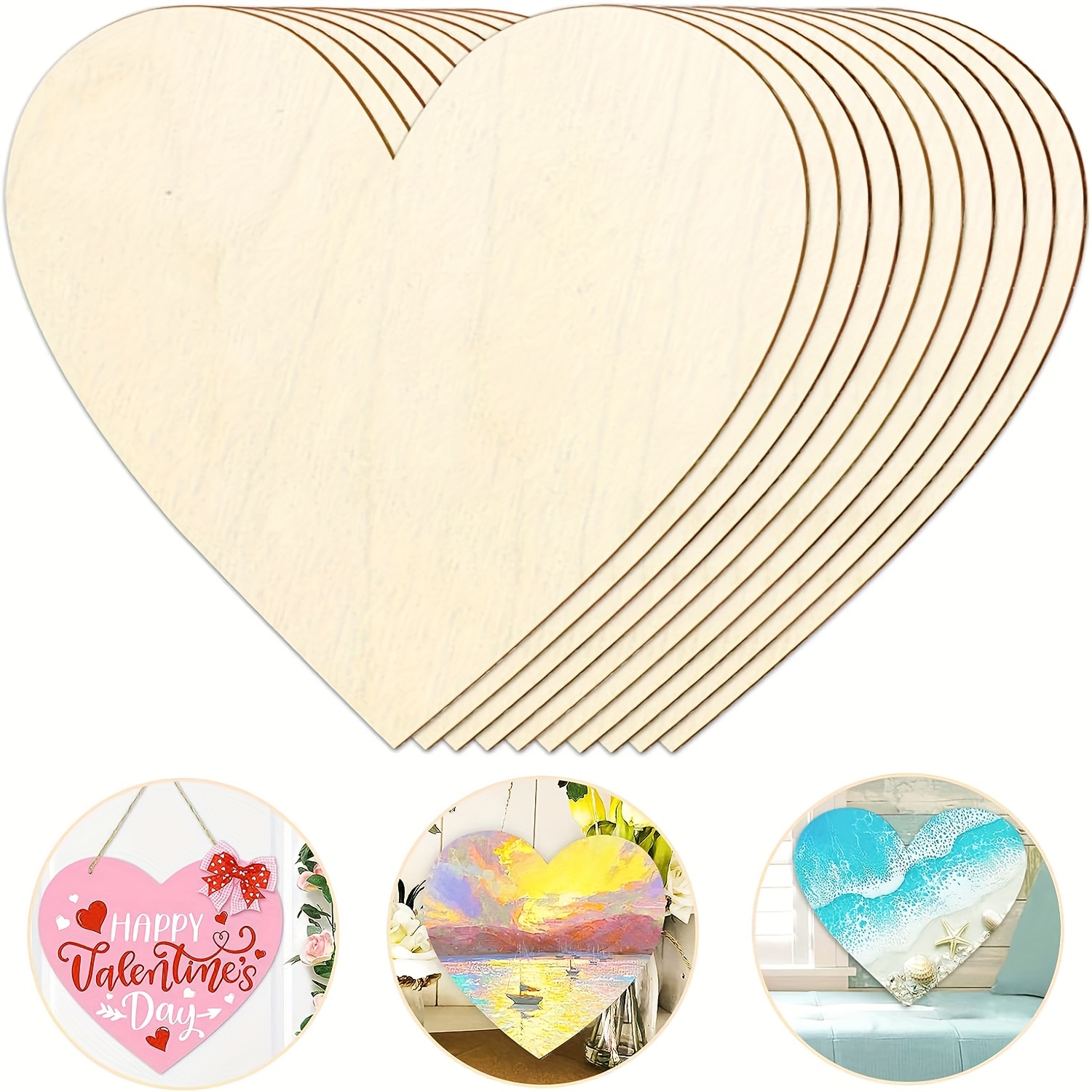 Wooden Hearts For Crafts, Diy Holiday Decor - Temu