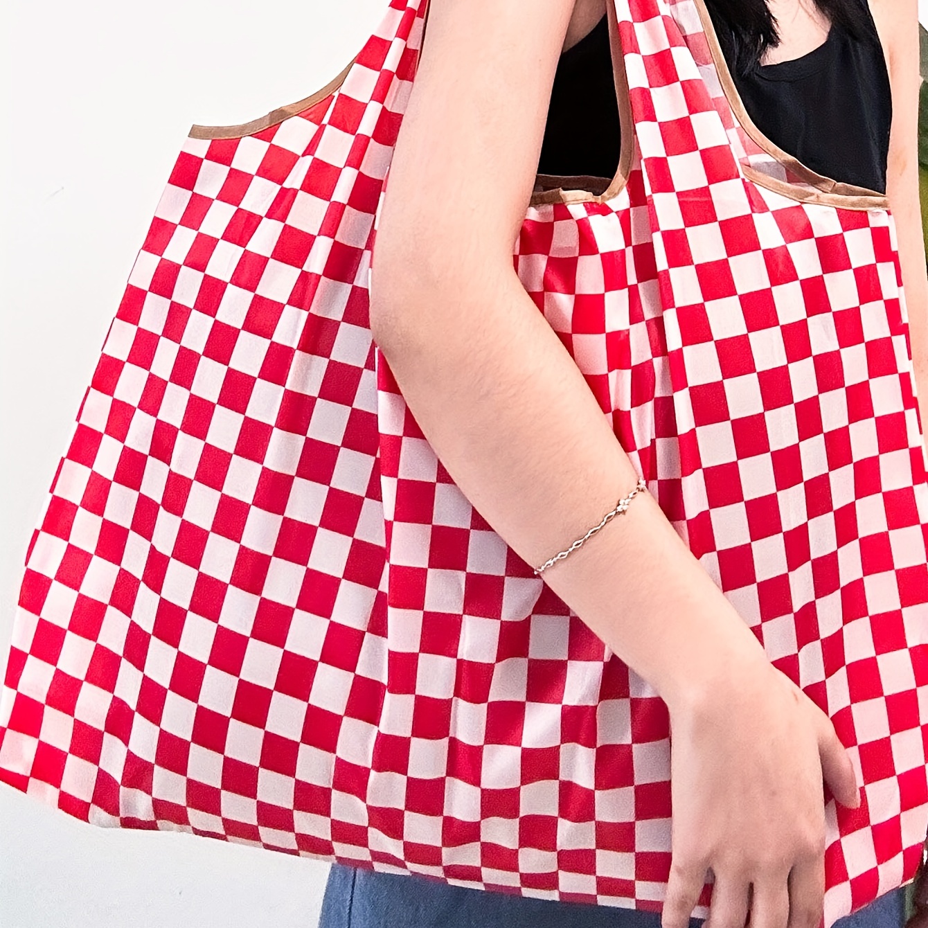 All Over Plaid Pattern Shoulder Bag, Versatile Storage Bag