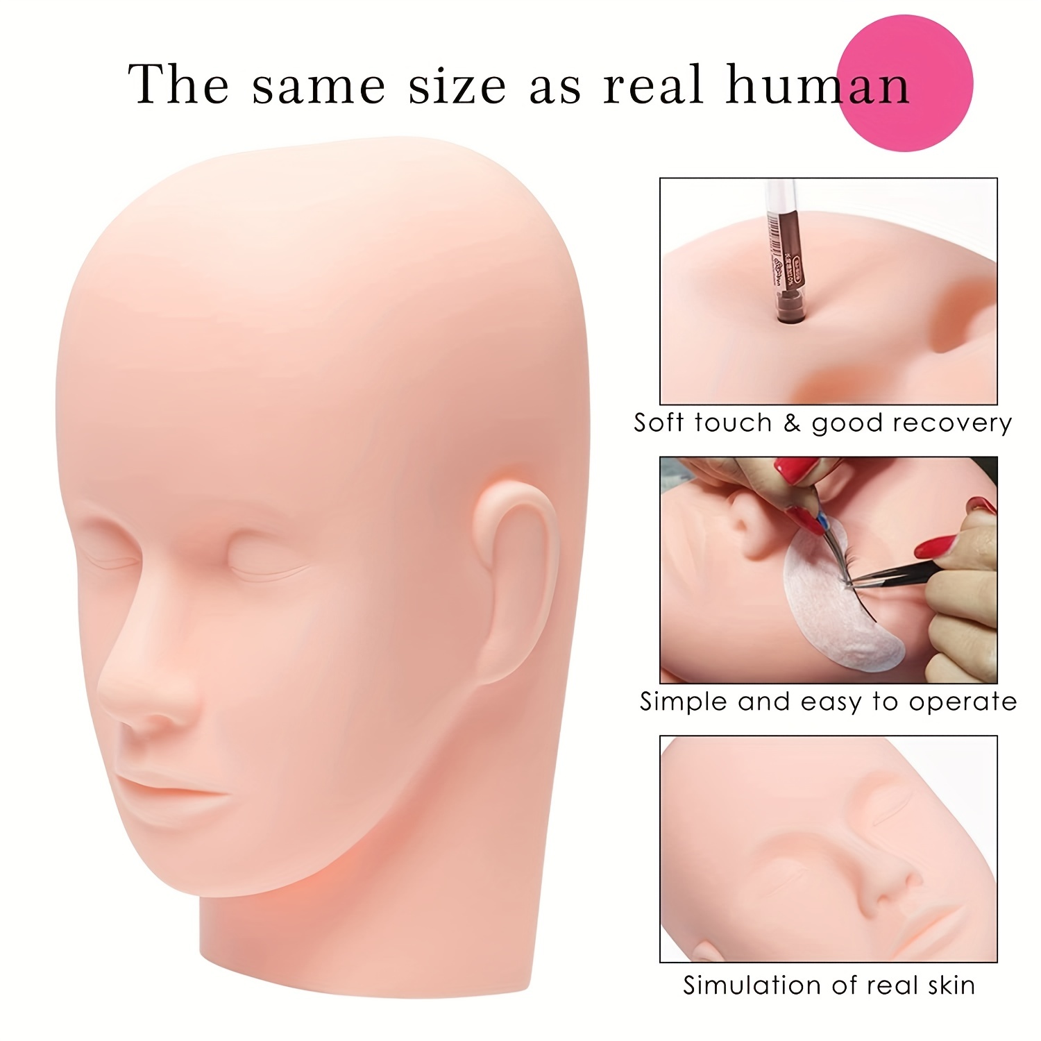 Soft Rubber Massage Eyelash Training Head Eyelash Extension Cosmetology  Mannequin Doll Face Head For Makeup Practice