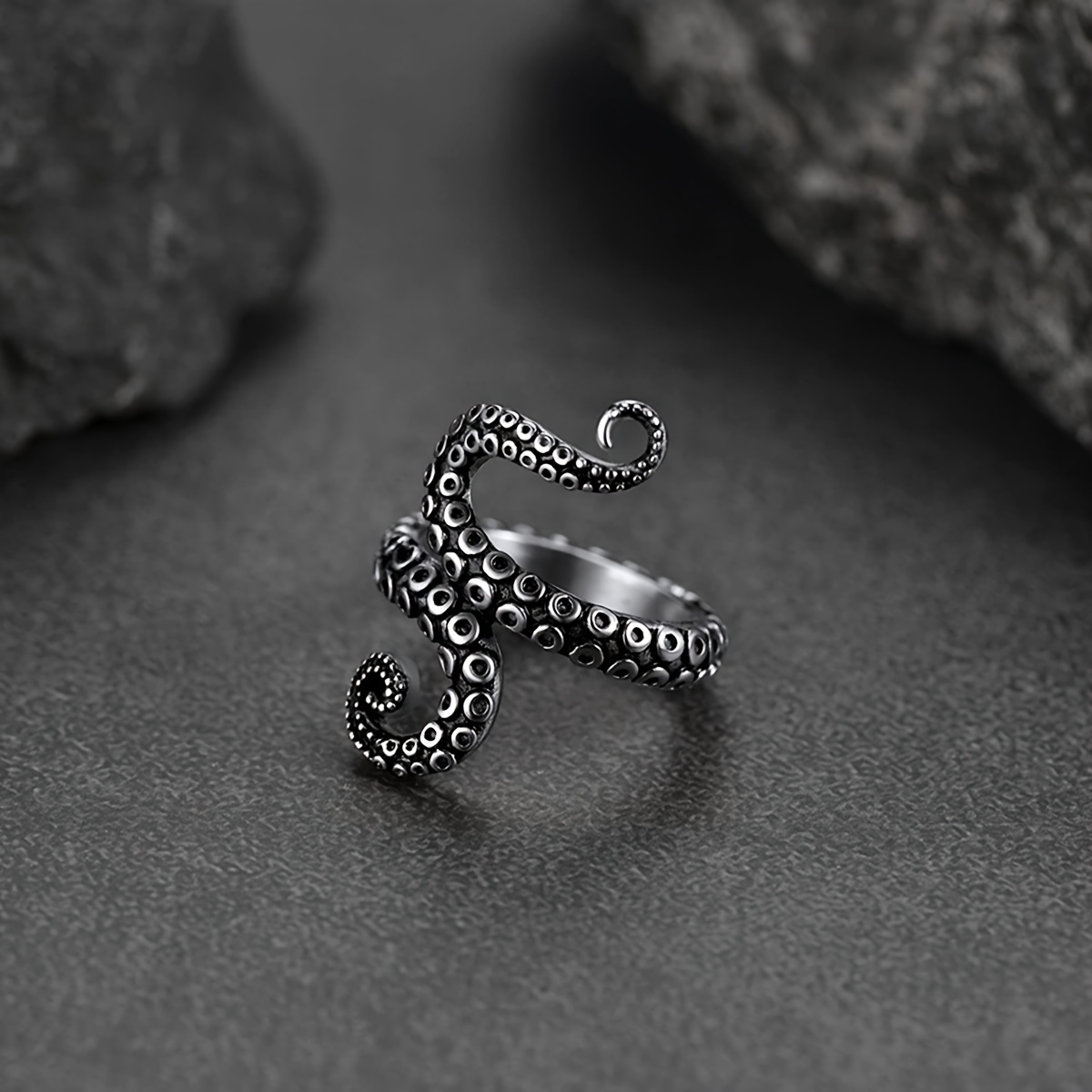 GAUEIOUR Gothic Punk Octopus Rings,Vintage Ring Octopus tentacle North Sea  Giant Demon Opening Men's and Women's Ring Ring : : Fashion