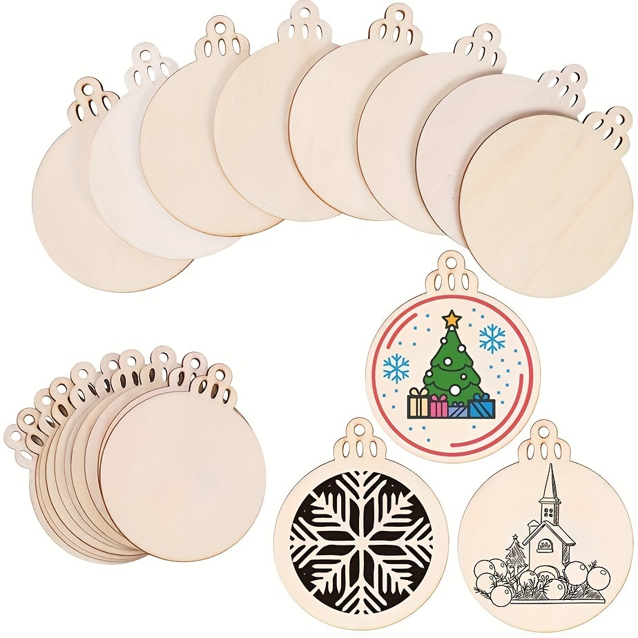 Diy Wooden Christmas Ornaments Predrilled Wood Circles For Crafts