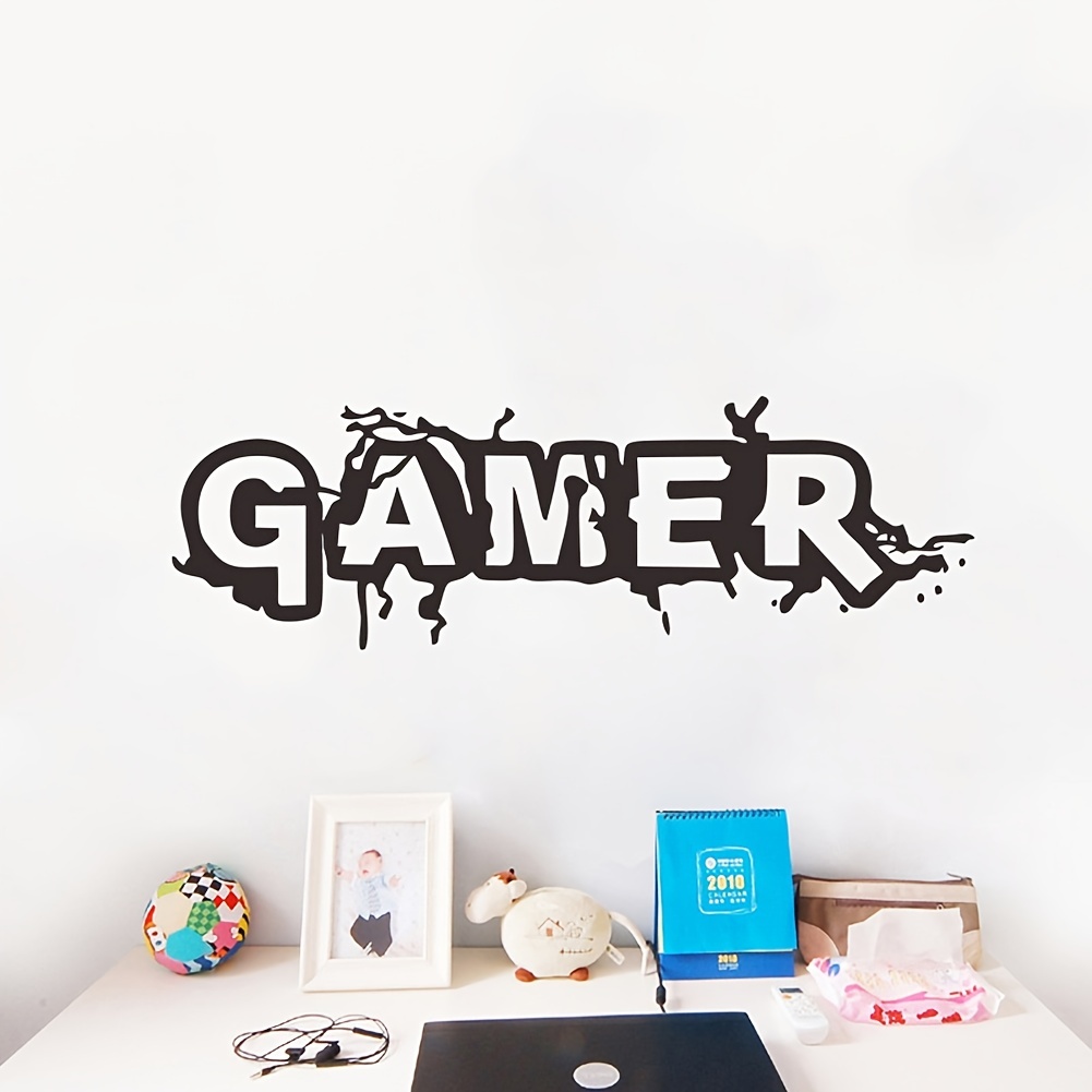 Autocollant mural en vinyle pour salle de jeux vidéo Gamer At