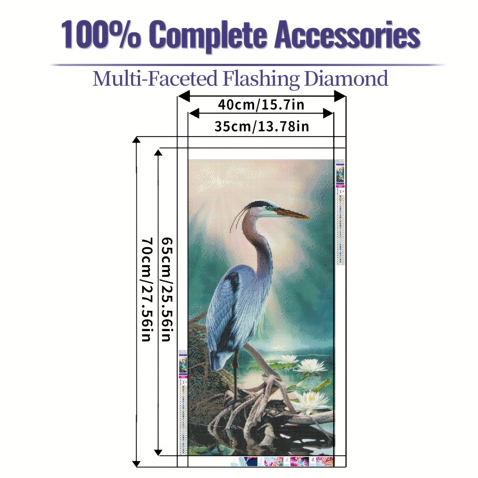 5d Diy Large Diamond Painting Kits Big Blue Heron Round - Temu