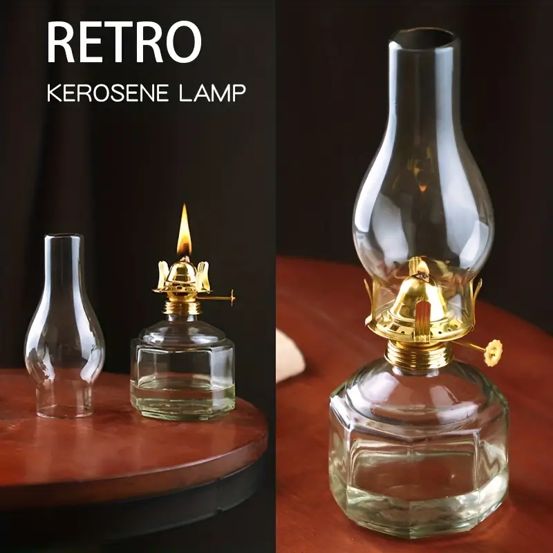 Vintage Houselden Large Glass Kerosene Lamp - Large Capacity Square Base  For Indoor Use - Decorative Lantern And Hurricane Lamp - Perfect For Home  Decor And Lighting - Temu
