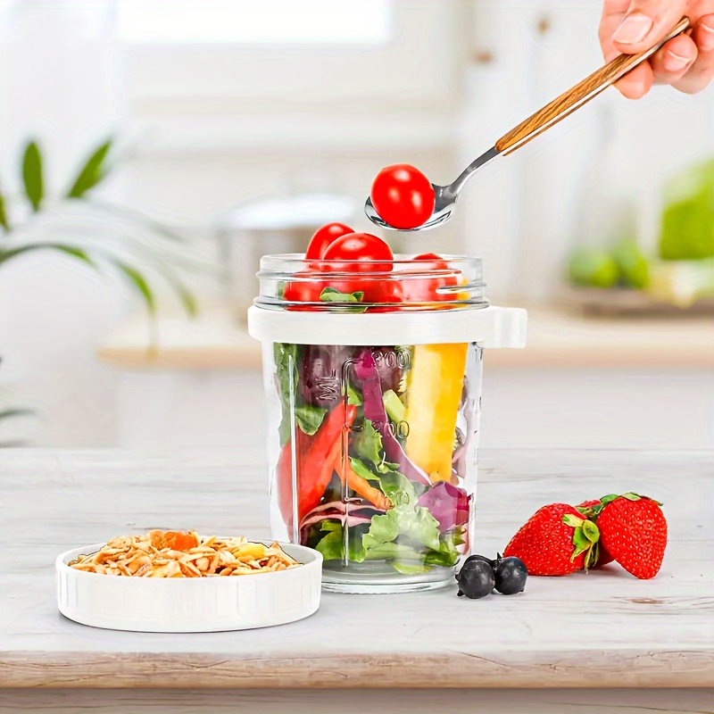 Yogurt salad cup with lid and spoon,Overnight oats containers,Yogurt  parfait cup,Yogurt parfait container, Overnight oats cup, Can hold milk,  cereal