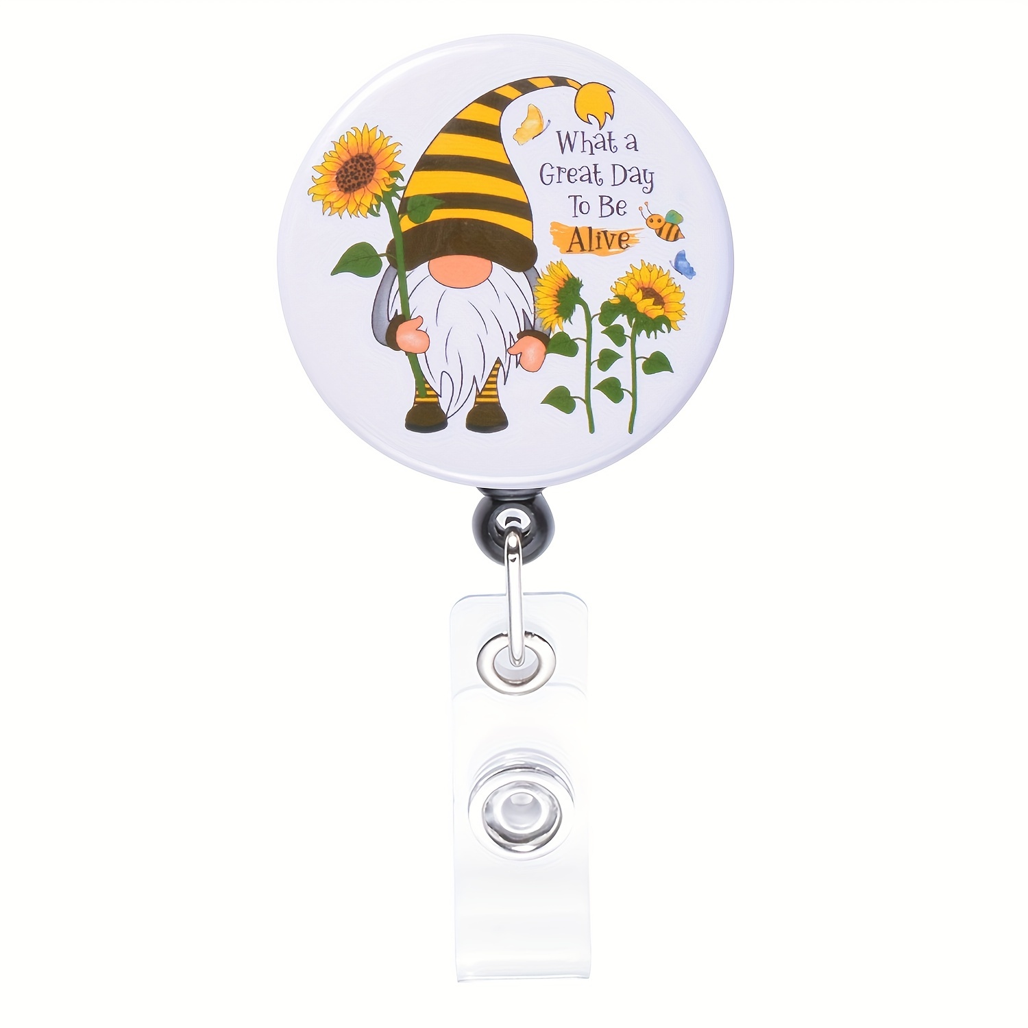  Cute Sunflower Gnomes Badge Reel Nurse Medical ID