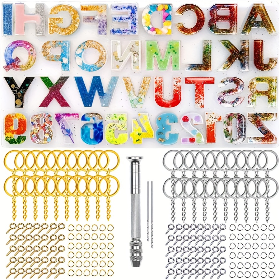 

244pcs/set Alphabet Resin Casting Silicone Molds Kit, Reversed Letters & Numbers Epoxy Casting Molds With Pin Vise Set For Diy Making Keychain/house Number Resin Crafts