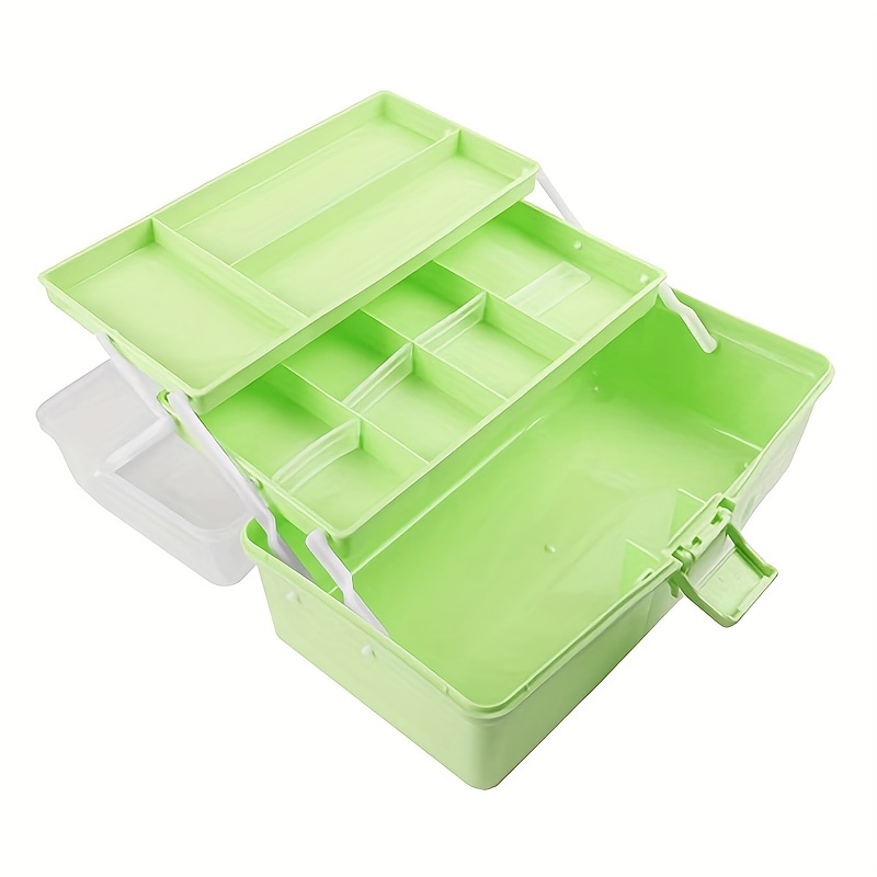 Three-layer Storage Box With Tray, Plastic Portable Folding Tool Box,  Multipurpose Organizer And Storage Case For Art Craft And Cosmetic,  Students Drawing Tool Box, Home And Office Supplies, Back To School Supplies