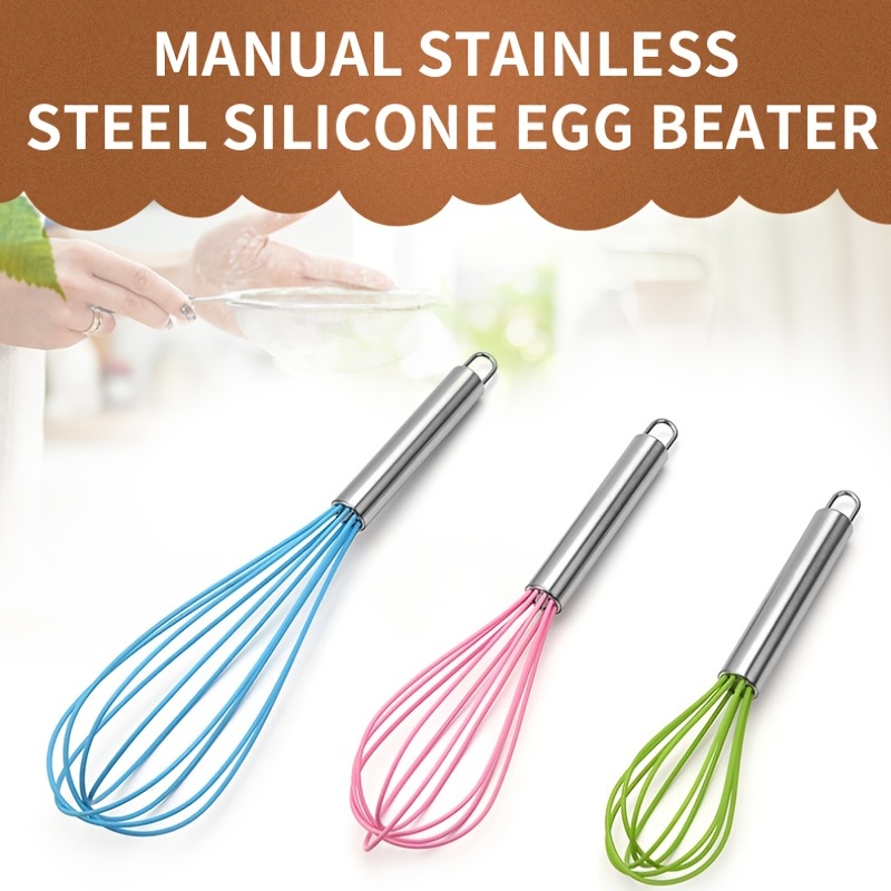Silicone Whisk With Wooden Handle Cream Mixer Manual Egg - Temu