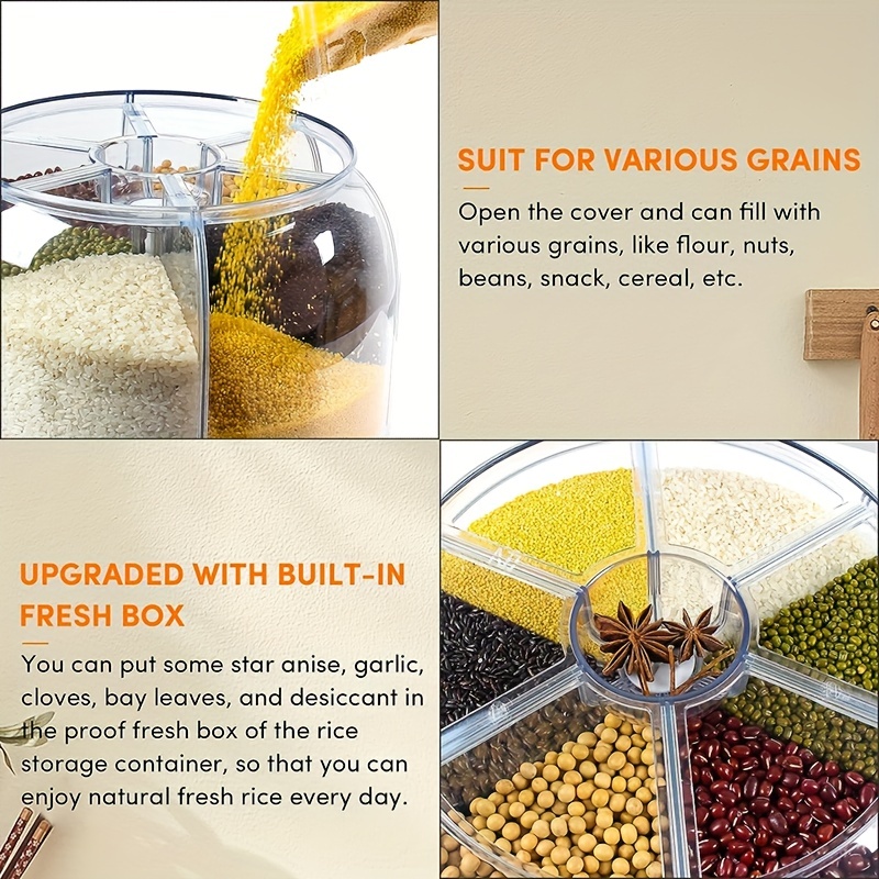 Cereal Dispenser Storage Box Kitchen Food Grain Rice Container Space-Saving  USA