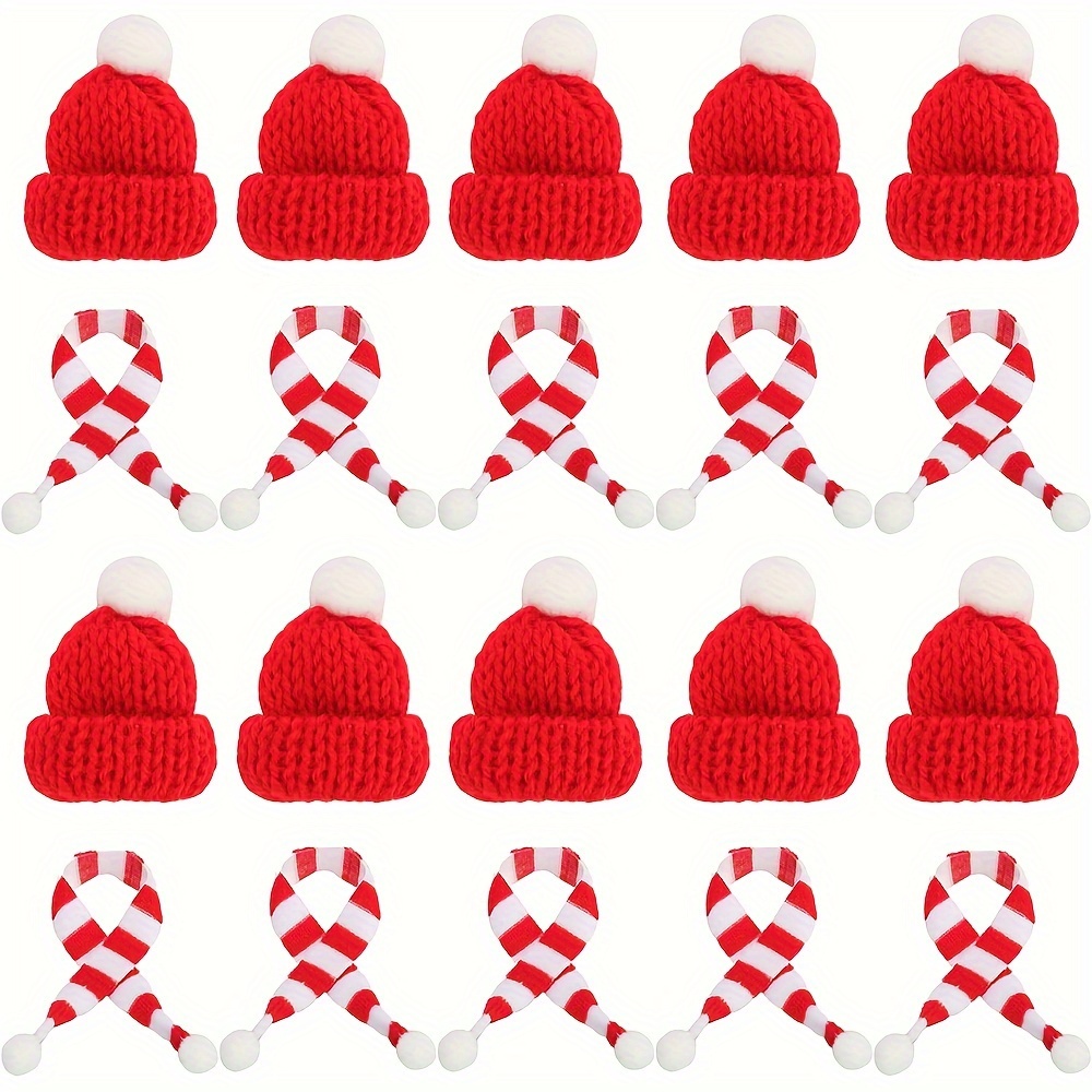 Christmas Mini Knitting Hats Doll Hat Scarf Material For - Temu