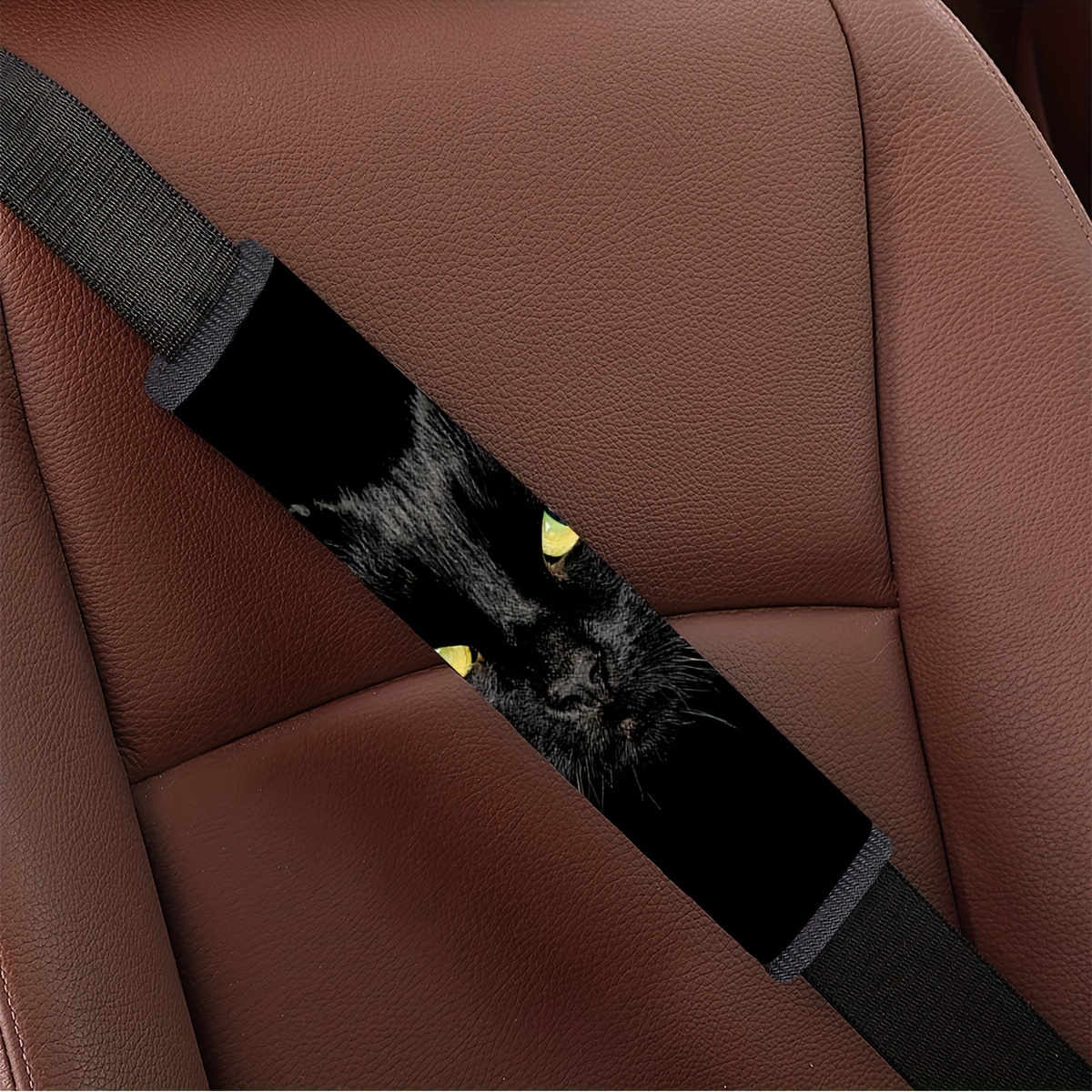 Black Cat Print Car Seat Belt Cover Soft Safety Seatbelt - Temu