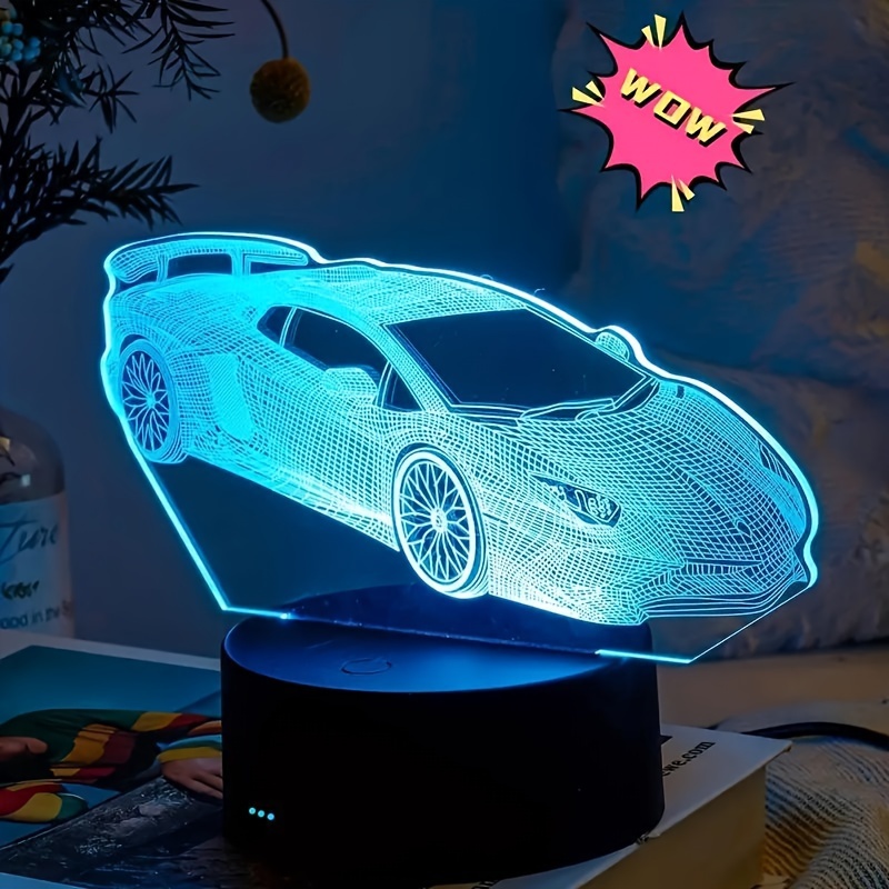 

1pc Car 3d Night Light, Touch Control 7 Color Changing Ambient Light, Bedroom, Bedside Living Room Home Decoration, Luminous Birthday Holiday Gift, Gift For Boys Girls