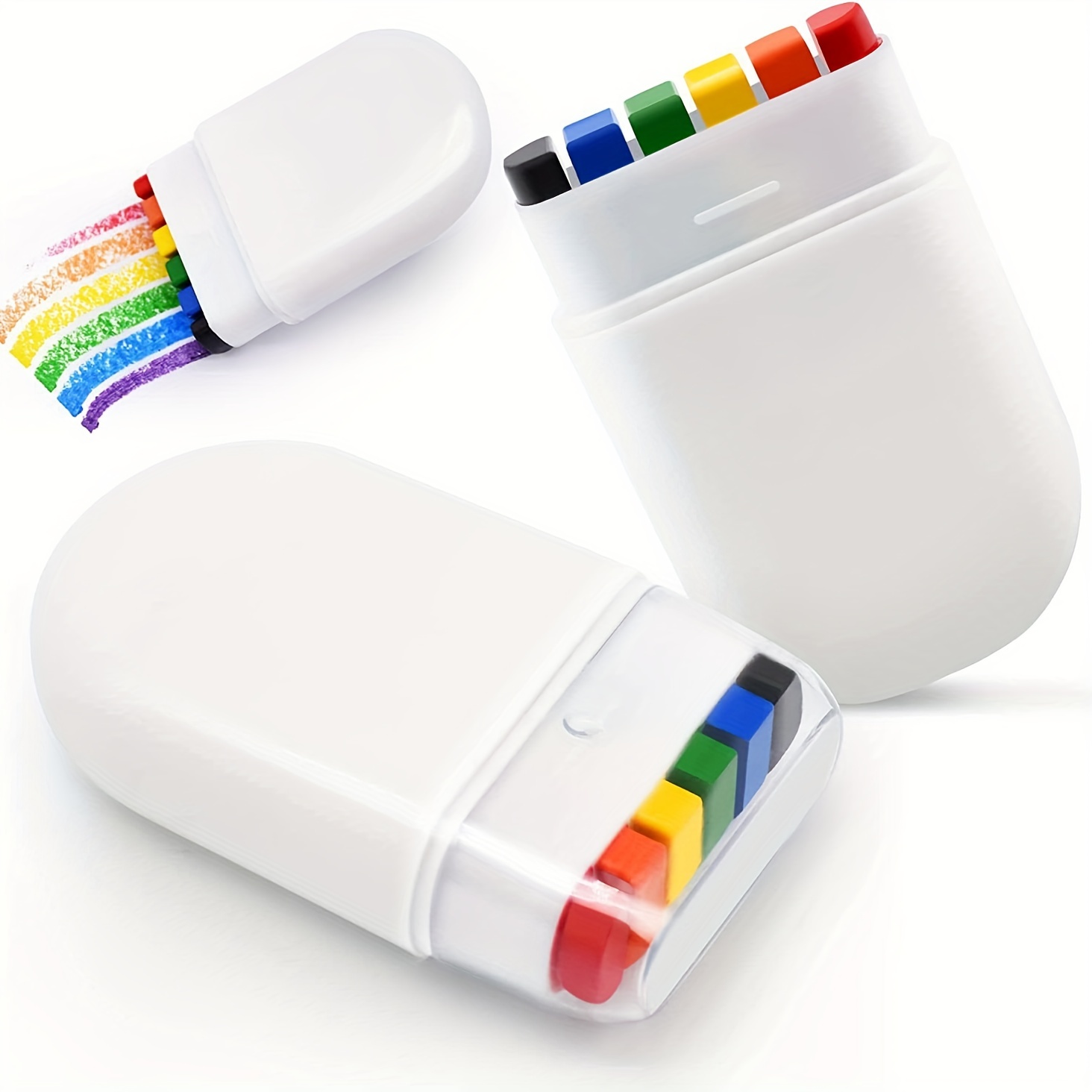 12pcs Rainbow Crayons, 7-color Rainbow Refills, Mixed Color Creative DIY  Graffiti Crayons