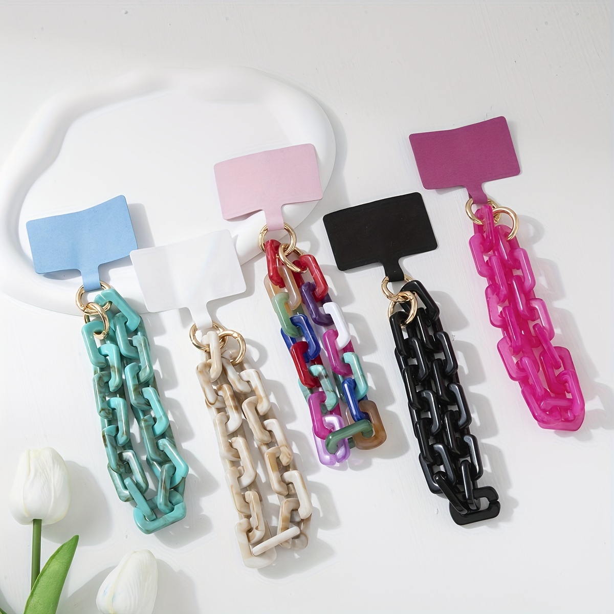 

Glam Up Your Look With This Stylish Solid Color Acrylic Phone Chain!