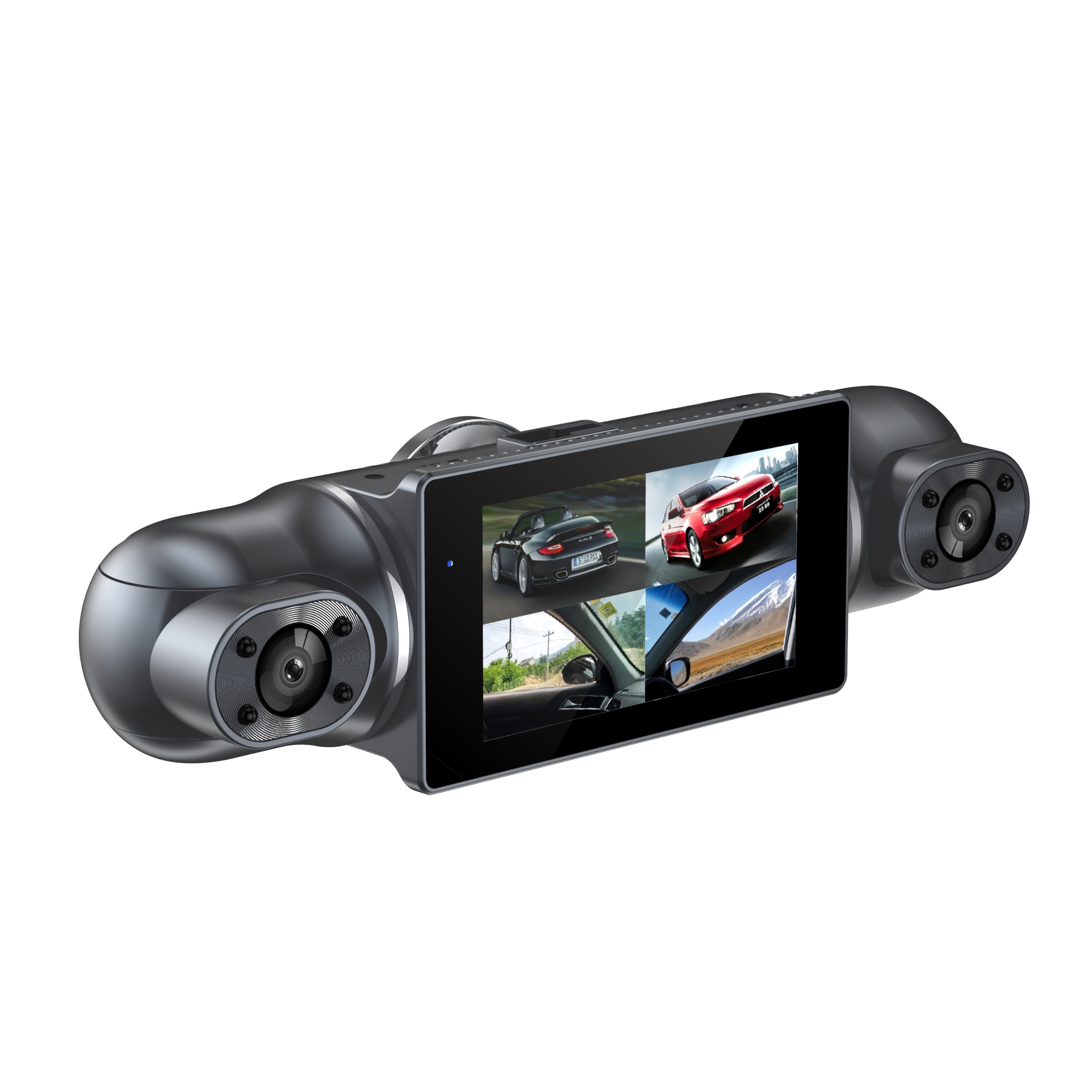 PZ-E9, Enregistreur vidéo, caméra de voiture, 3 caméras - avant, arrière,  intérieur, FullHD 1296p, écran 4
