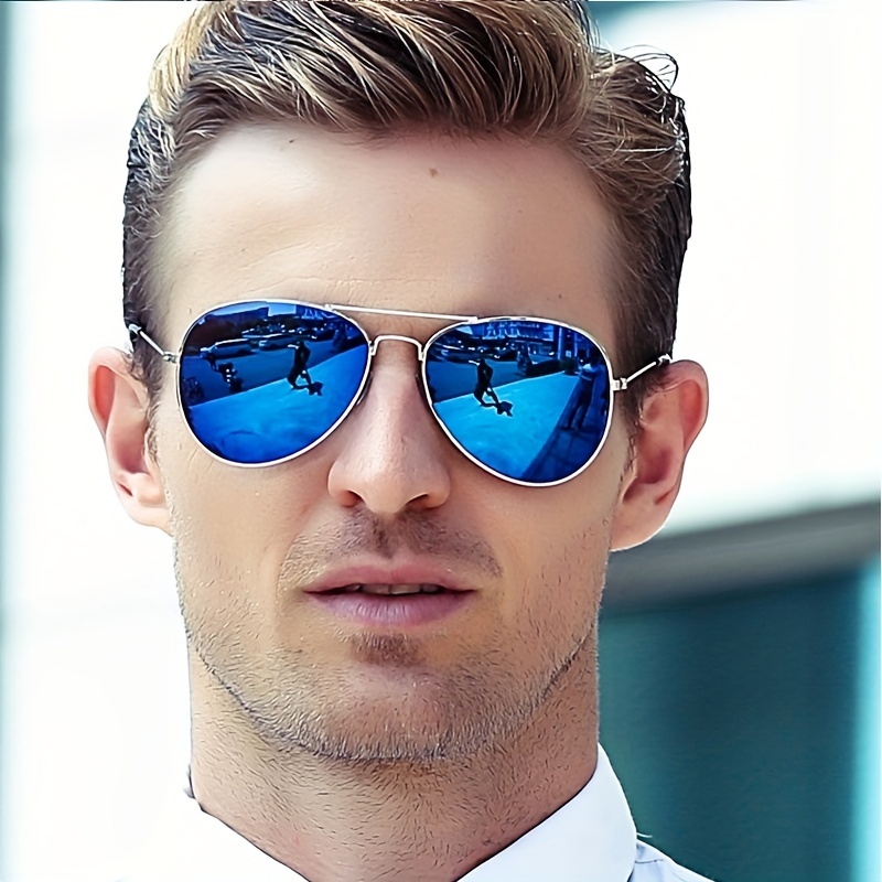 1pc Mens Vintage Alloy Sunglasses Trendy Gradient Color Uv