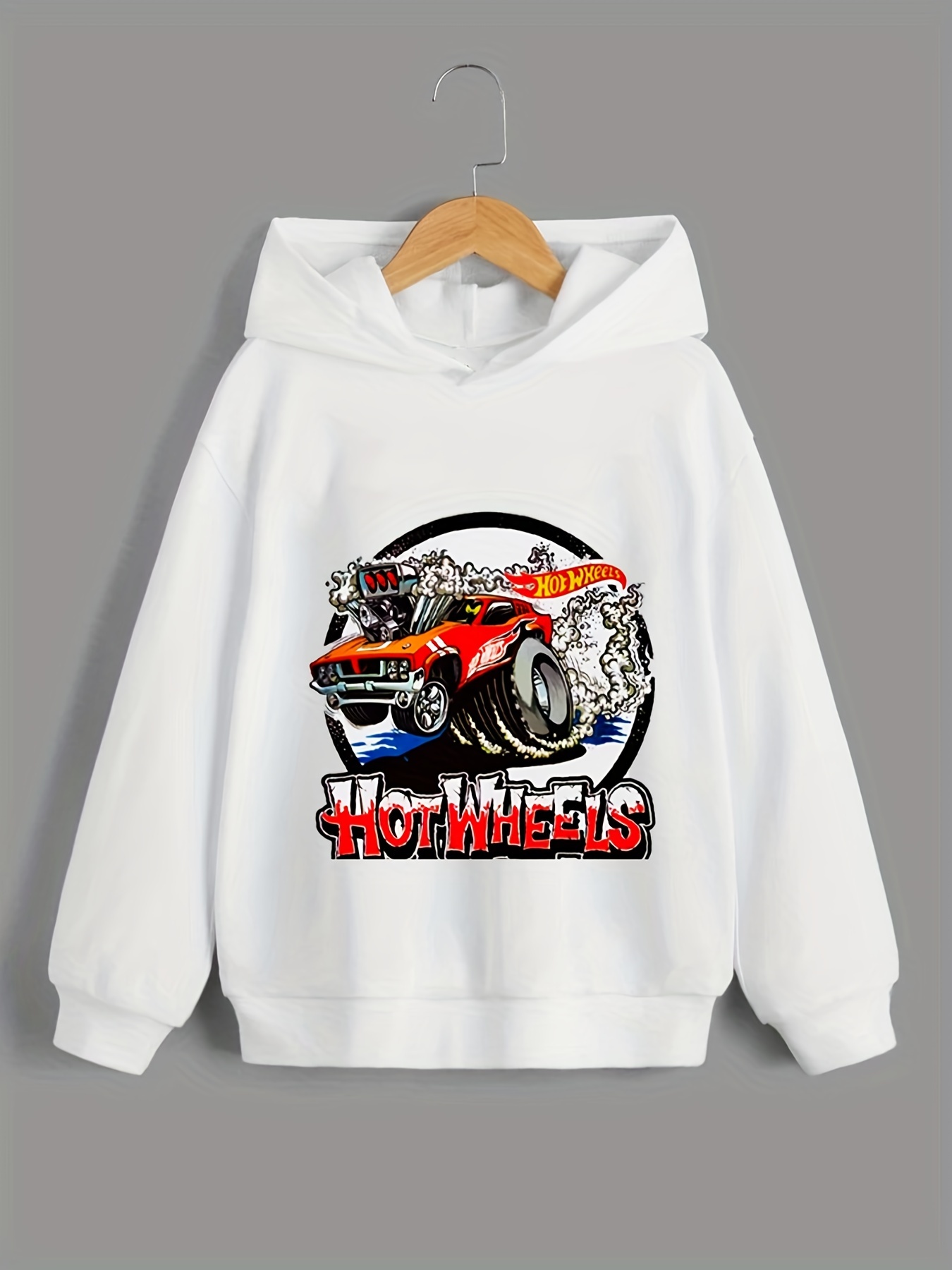 Trendy Monster Trucks Print Boys Casual Pullover Long Sleeve